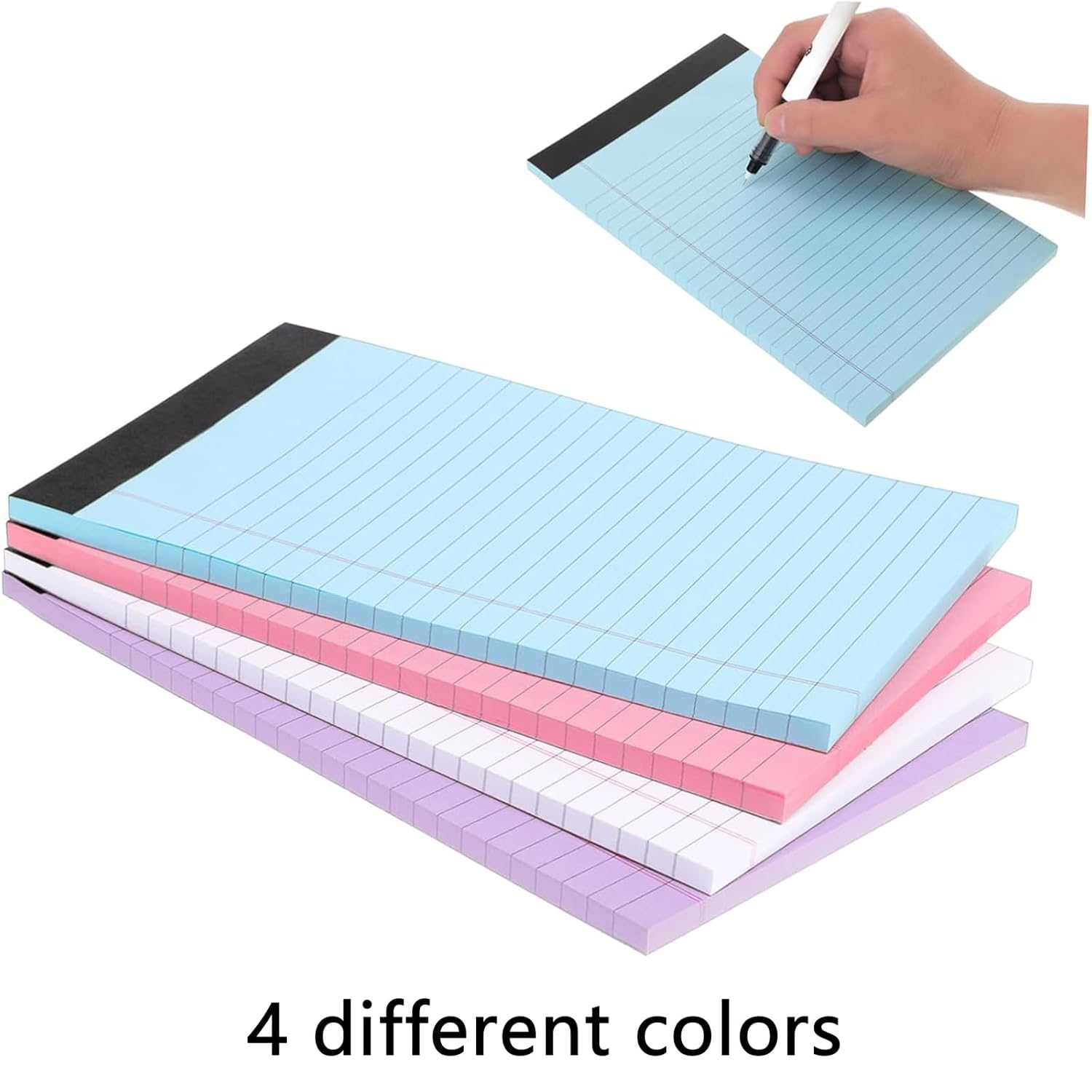 8Pcs Small Legal Pads 5X8,Note Pads 80GSM Thick Lined Paper 50 Sheets Colored Note Pads Paper College Ruled Notepad Clear Print Writing Pads Notebooks for Work (4 Color) image number 2
