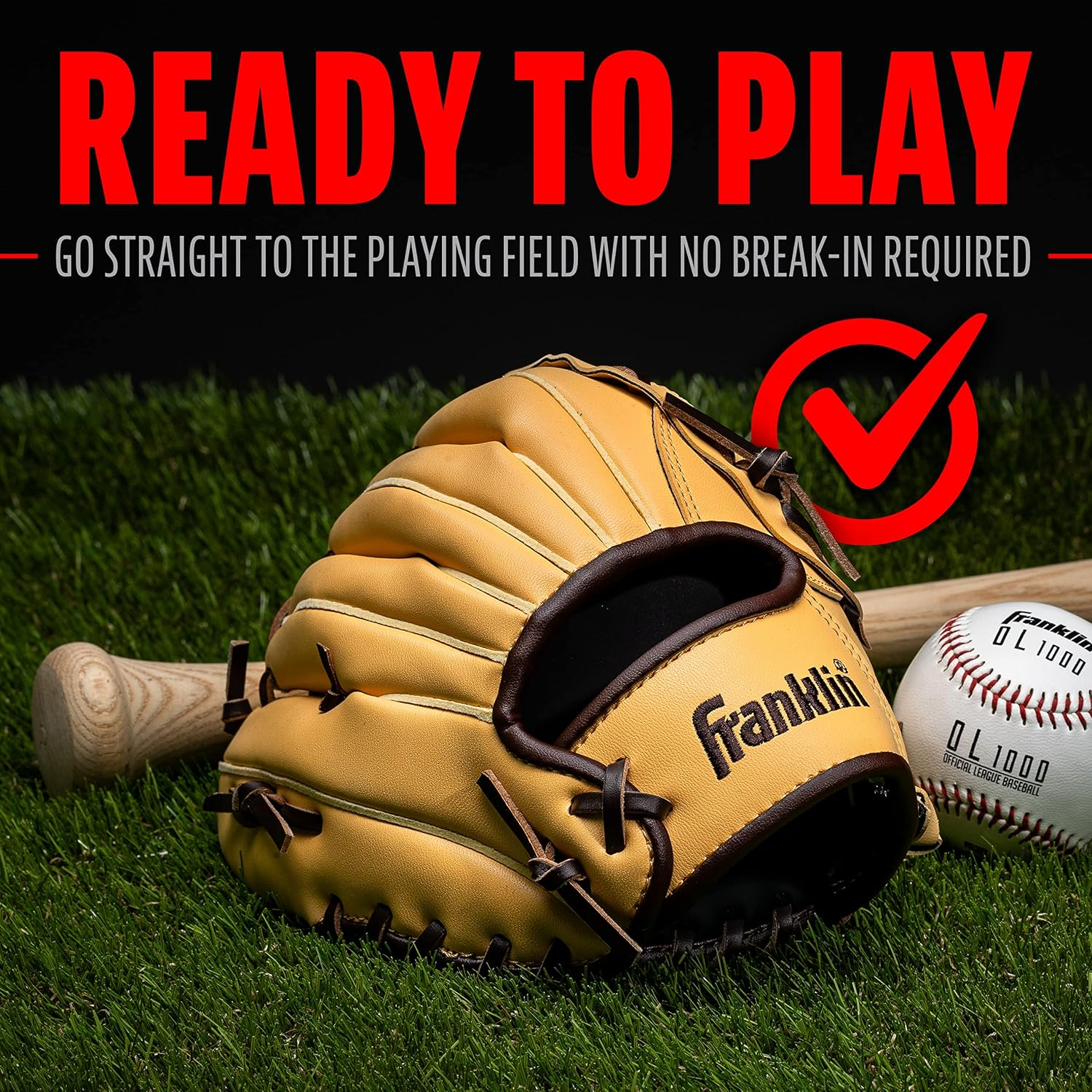Franklin Sports Baseball and Softball Glove - Field Master - Baseball and Softball Mitt image number 2