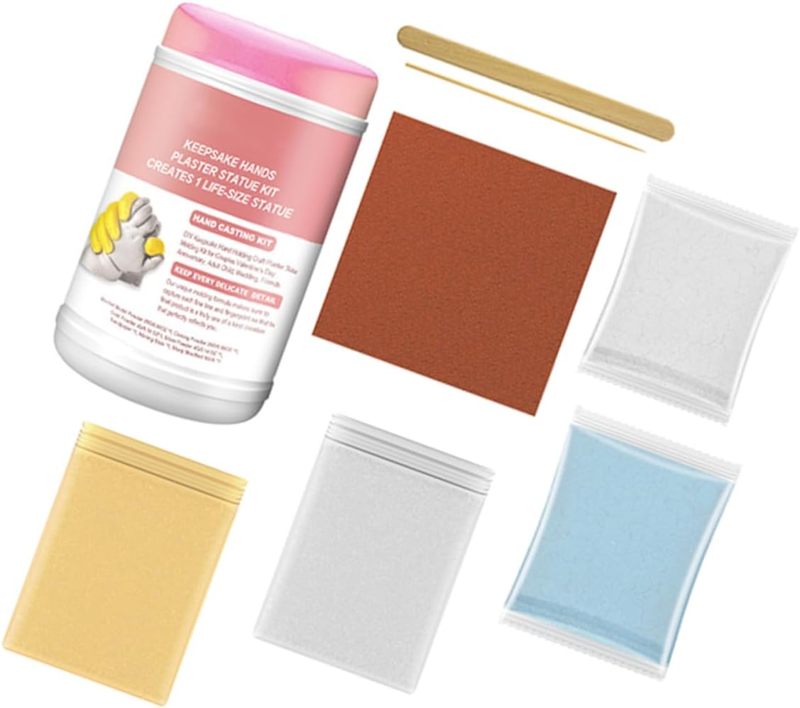 Tofficu DIY 3D Hand Casting Kit for Couples and Babies Pink Plaster Hand and Footprint Keepsake Moulding Set for Family Craft Projects image number 2