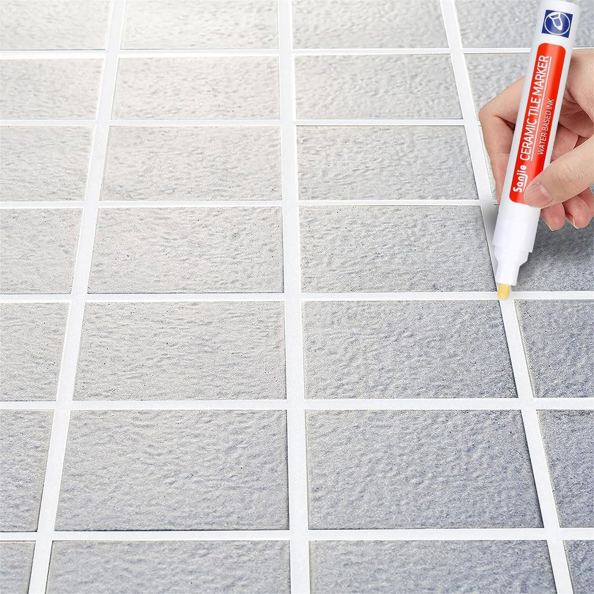 Grout Pen White, Tile Grout Pen, Pack of 3 Joint Pen, Joint Repair Pen, Waterproof Grout Pen, Repair Pen for Tiles, Wall, Floor Tile Grout, Kitchen, with 1 Roll of Masking Tape image number 6