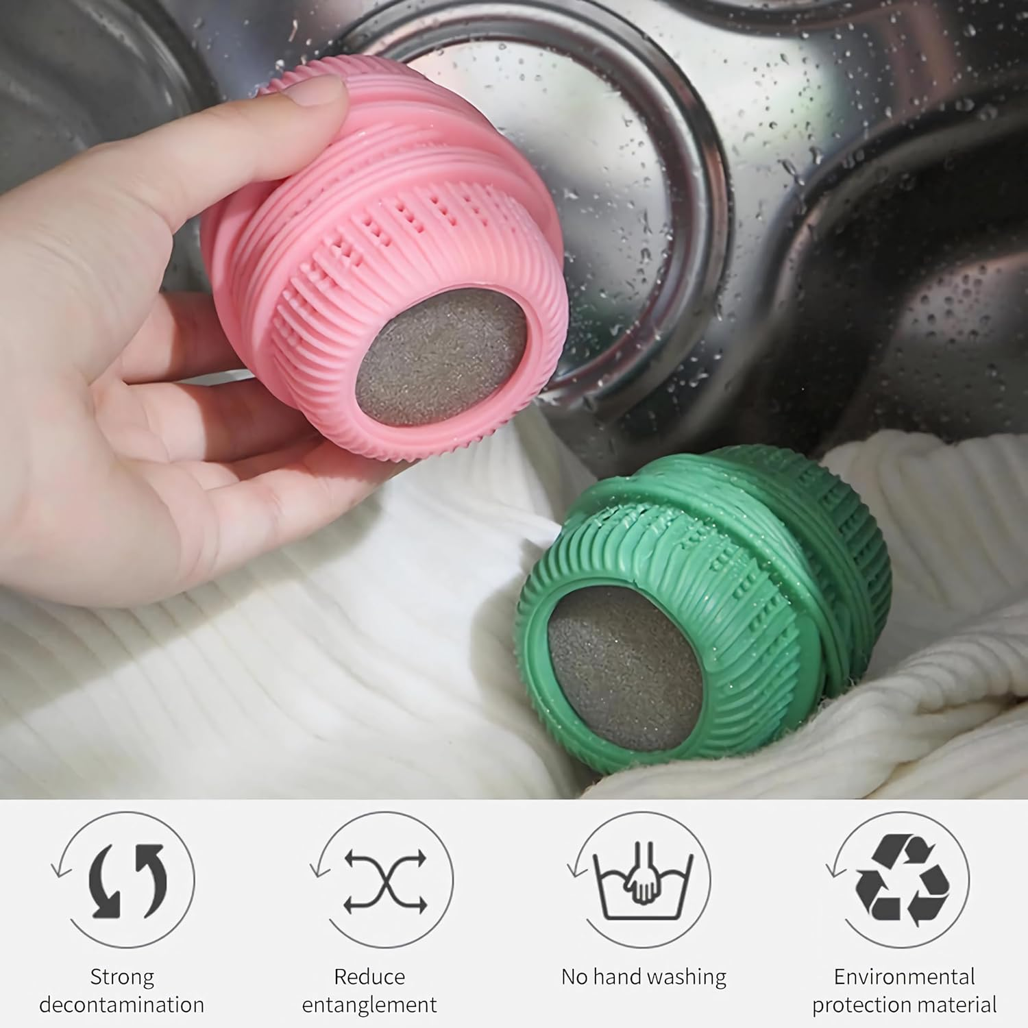 3-Piece Set of Washing Machine Dryer Balls, Anti-Tangling Fabric Soft Dispenser, Pet Hair Remover and Lint Removal Cleaning Float, Household Reusable Laundry Sponge Balls image number 1