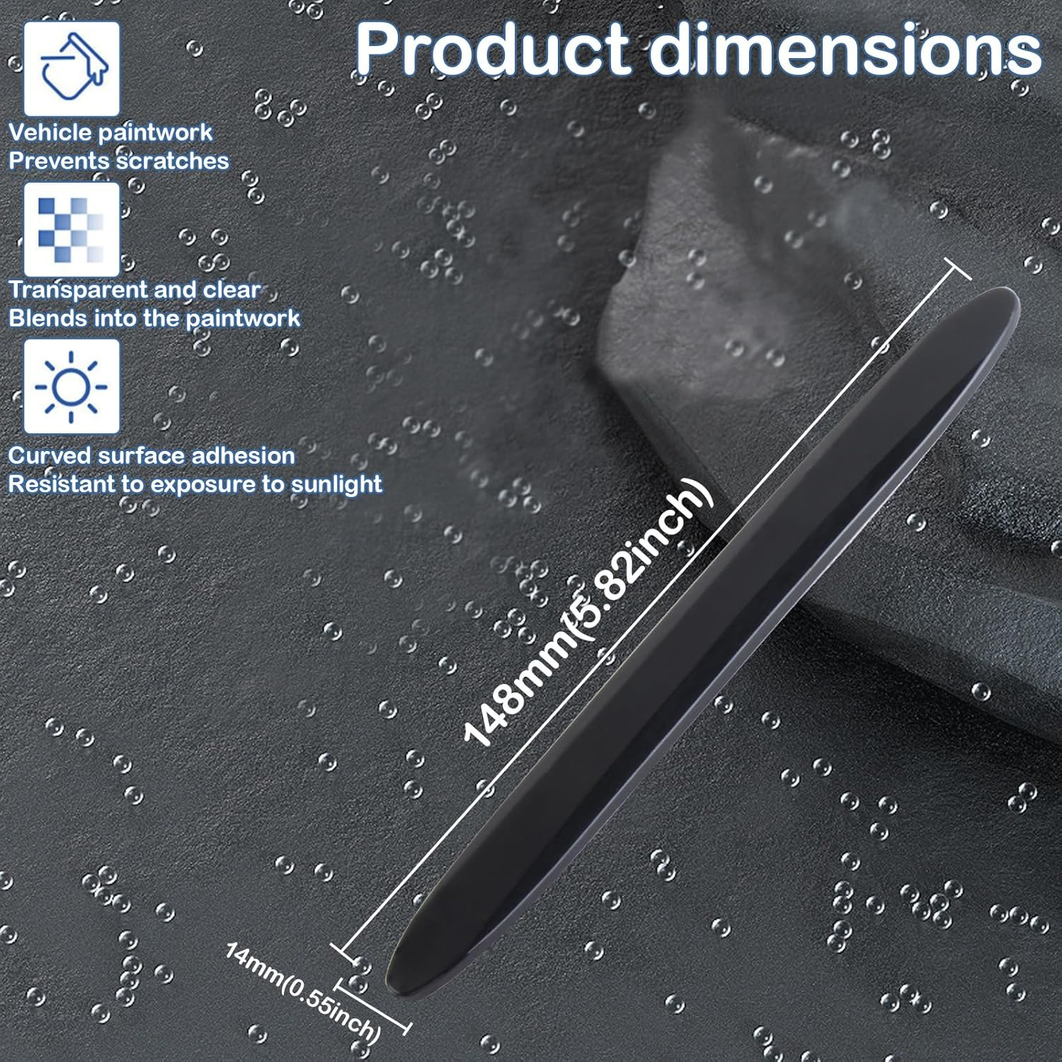 YUENTOEN 4Pcs Car Door Edge Protector, Anti-Scratch Car Door Protector Trim Strip with Self Adhesive for Auto, Sedans, Truck, SUV, Black image number 3