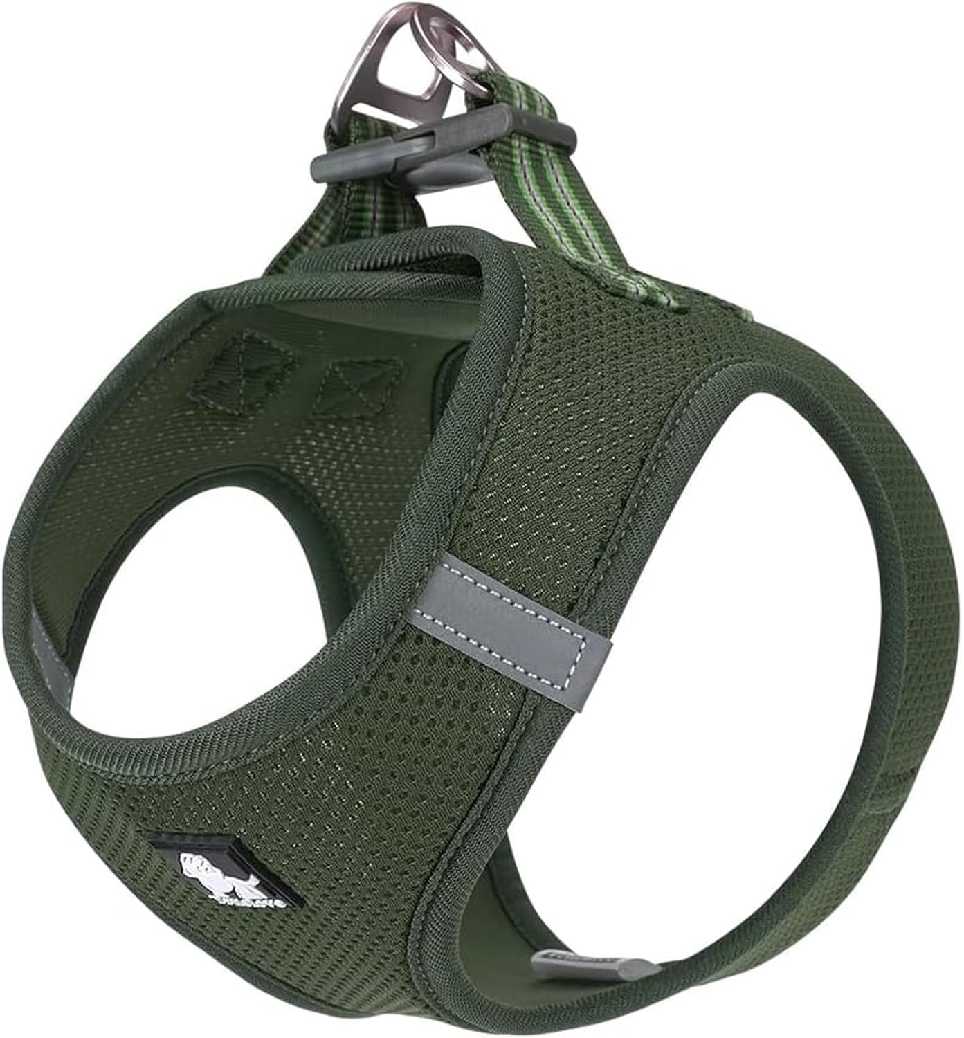 TRUE LOVE Dog Harness Soft Air Mesh Adjustable Reflective Pet Vest for Small and Medium Breeds, Small, Moss Green