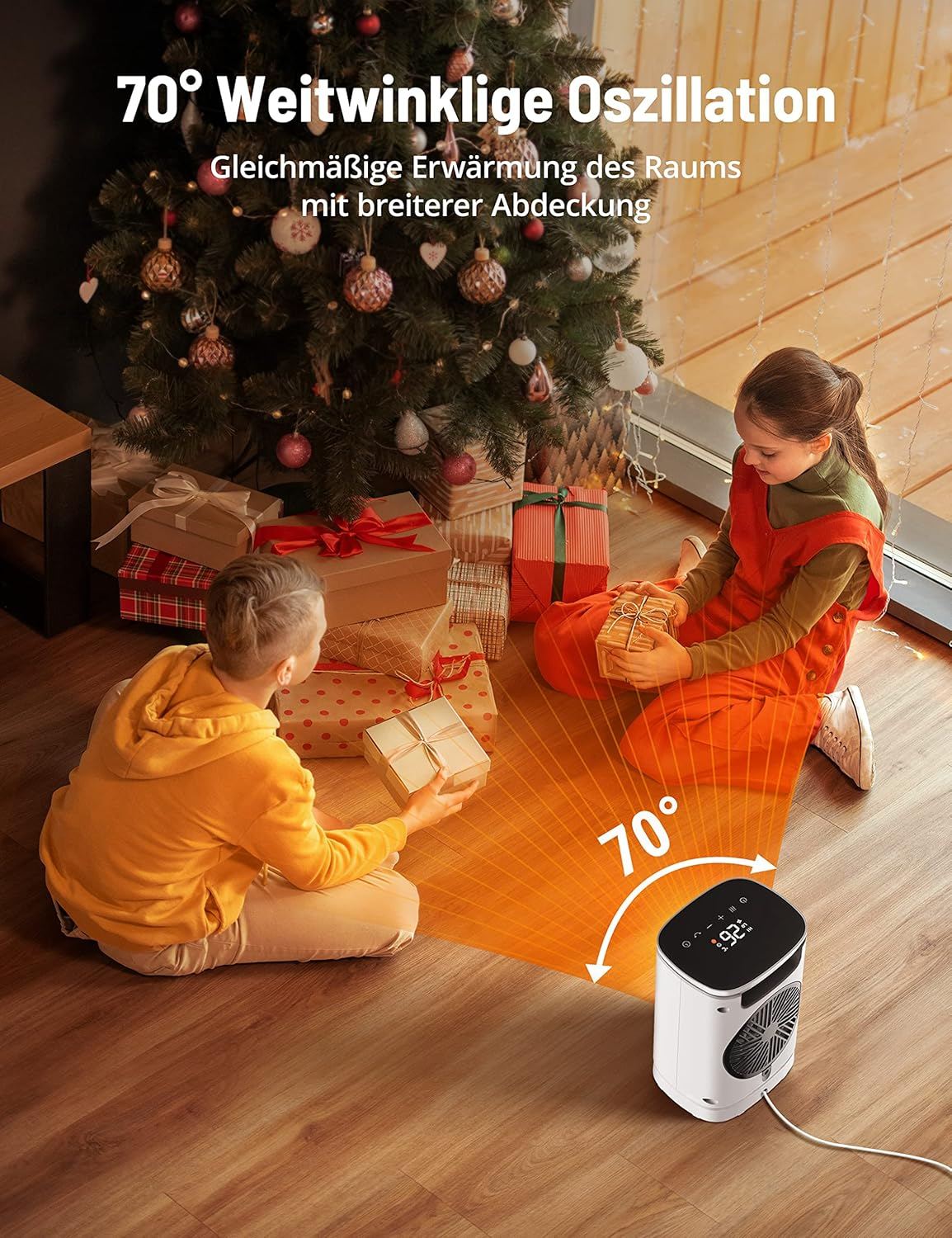 Paris Rh&ocirc;ne Fan Heater, Energy Saving, 2000 W Mini Fan Heater with Automatic Oscillation Thermostat, 12 Hour Timer, 70&deg; Oscillation for Bathroom, Bedroom, Office