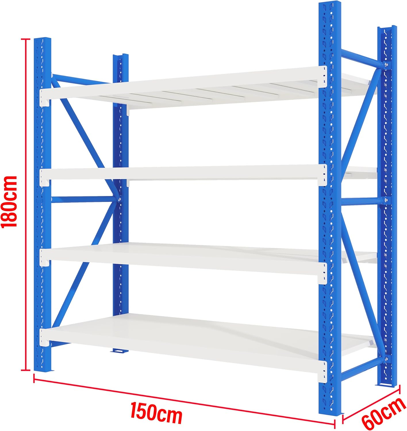 1.5M X 1.8M Heavy Duty Metal Shelving System (Blue & White) image number 4
