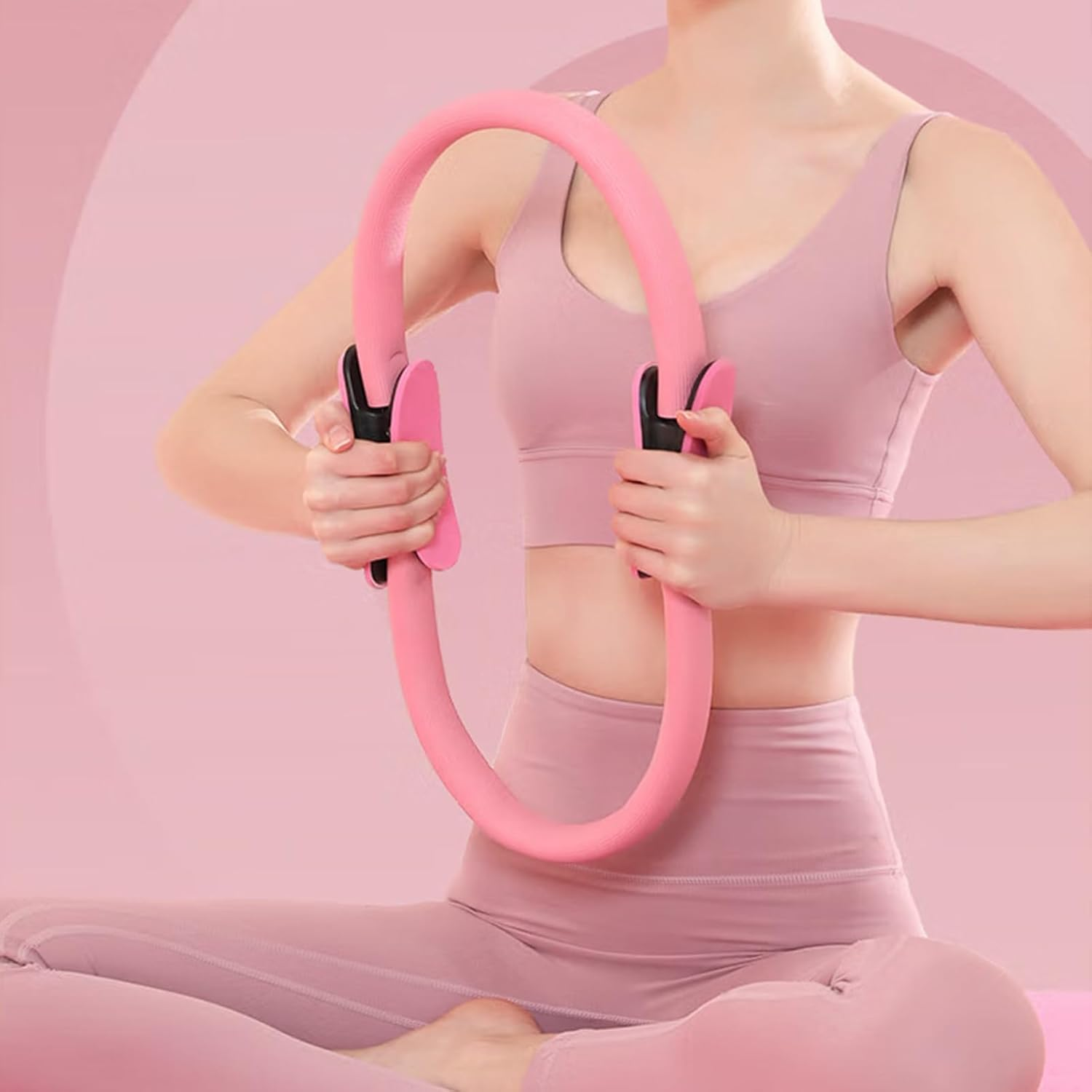 METOY Yoga Pilates Stretch Ring Set,Fitness Shaping Training Circle, Pilates Ring 14 Inch for Thigh Workout,Inner Thigh Exercise Equipment for Women, Pilates Equipment Thigh Master,For Home/Gym image number 3