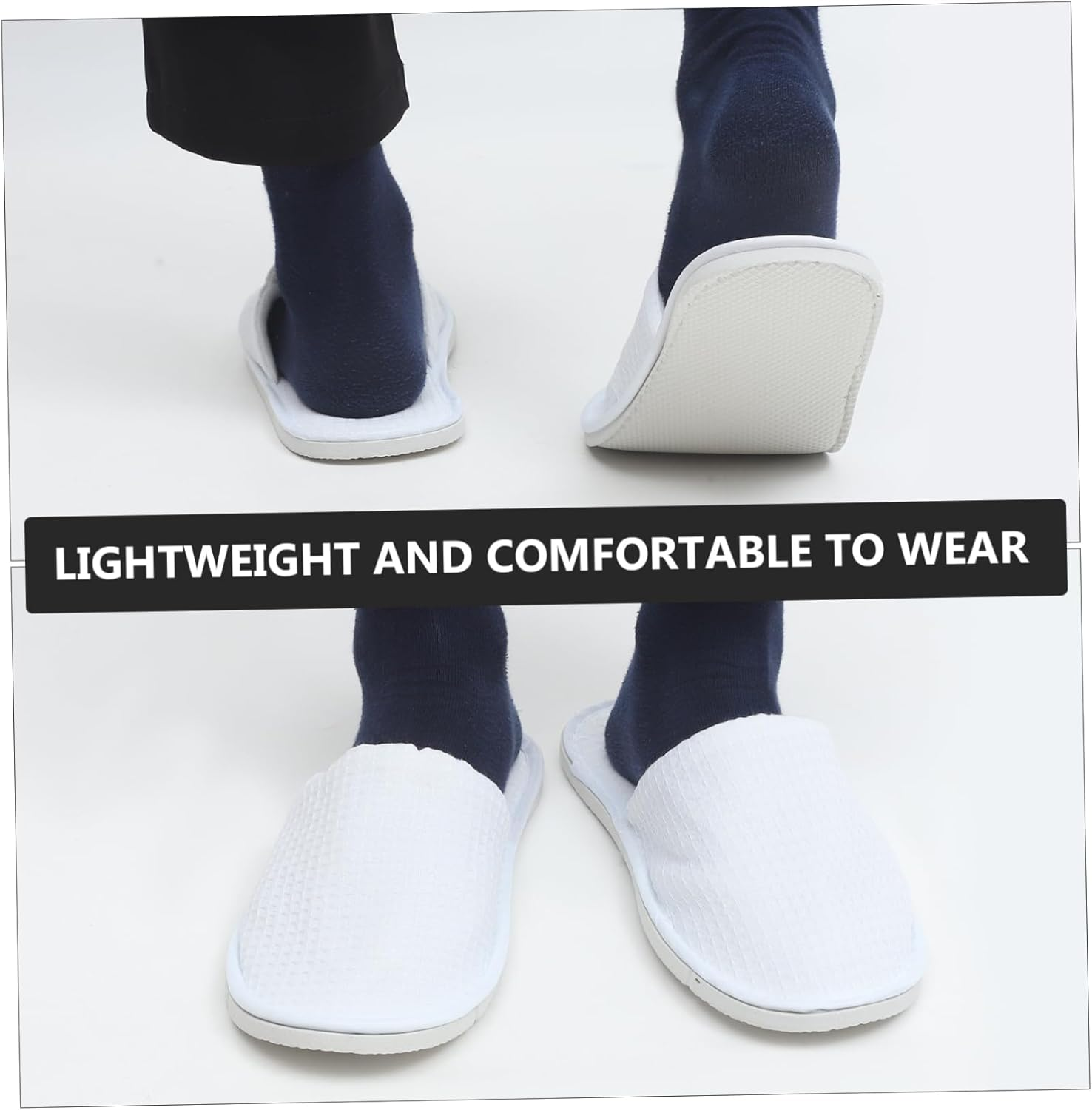 GANAZONO Disposable Slippers 2 Pairs Comfortable Hotel Salon Slippers Non-Slip Design for Home Guests and Travel image number 6