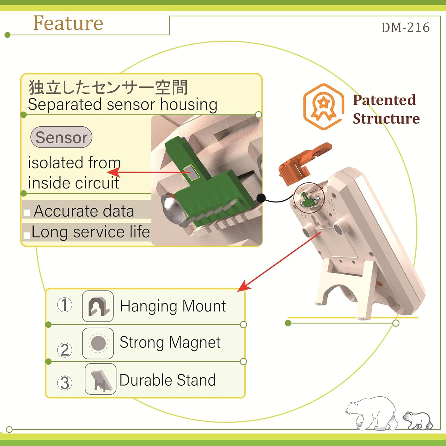 FUTURESUN Digital Thermo-Hygrometer | Indoor Temperature & Humidity Monitor with Heatstroke/Coldness Index, Large 3.5&rdquo; LCD, High-Accuracy Semiconductor Sensor, IPX6 Circuit Protection
