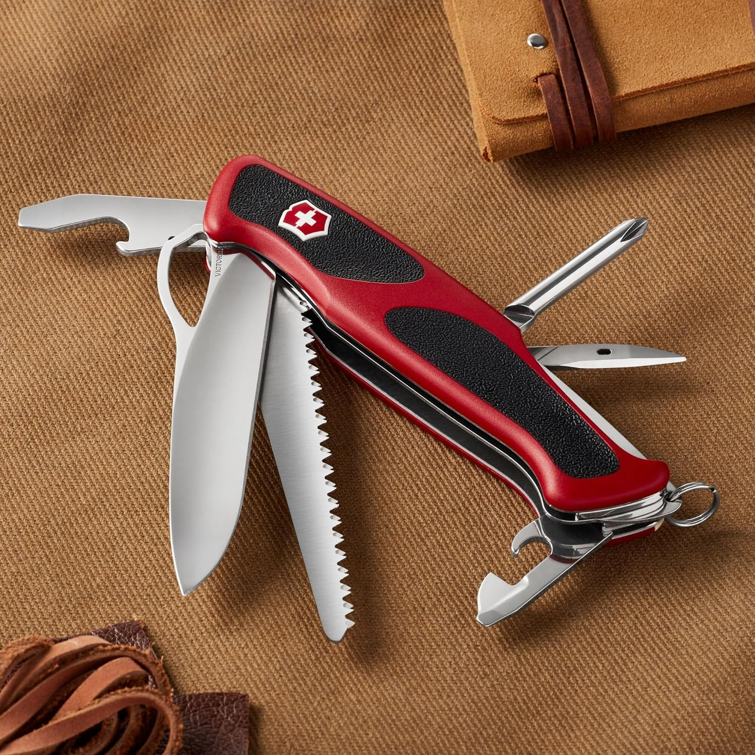 Victorinox Swiss Army Knife Ranger 78 with Grip, Red/Black