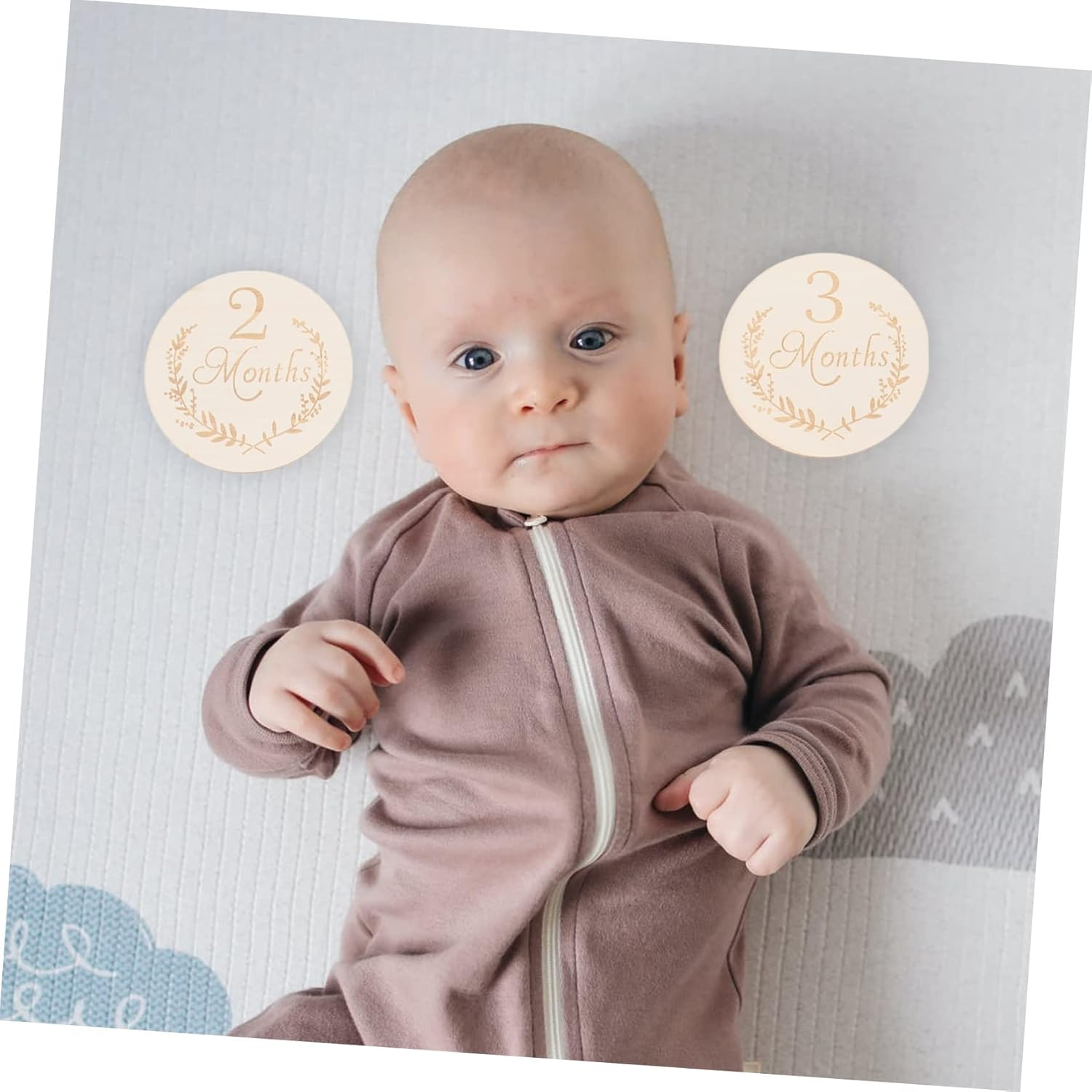 Gadpiparty 13Pcs Wooden Slices Newborn Milestone Cards for Monthly Growth Cards DIY Wooden Chips for Shower Decor image number 3