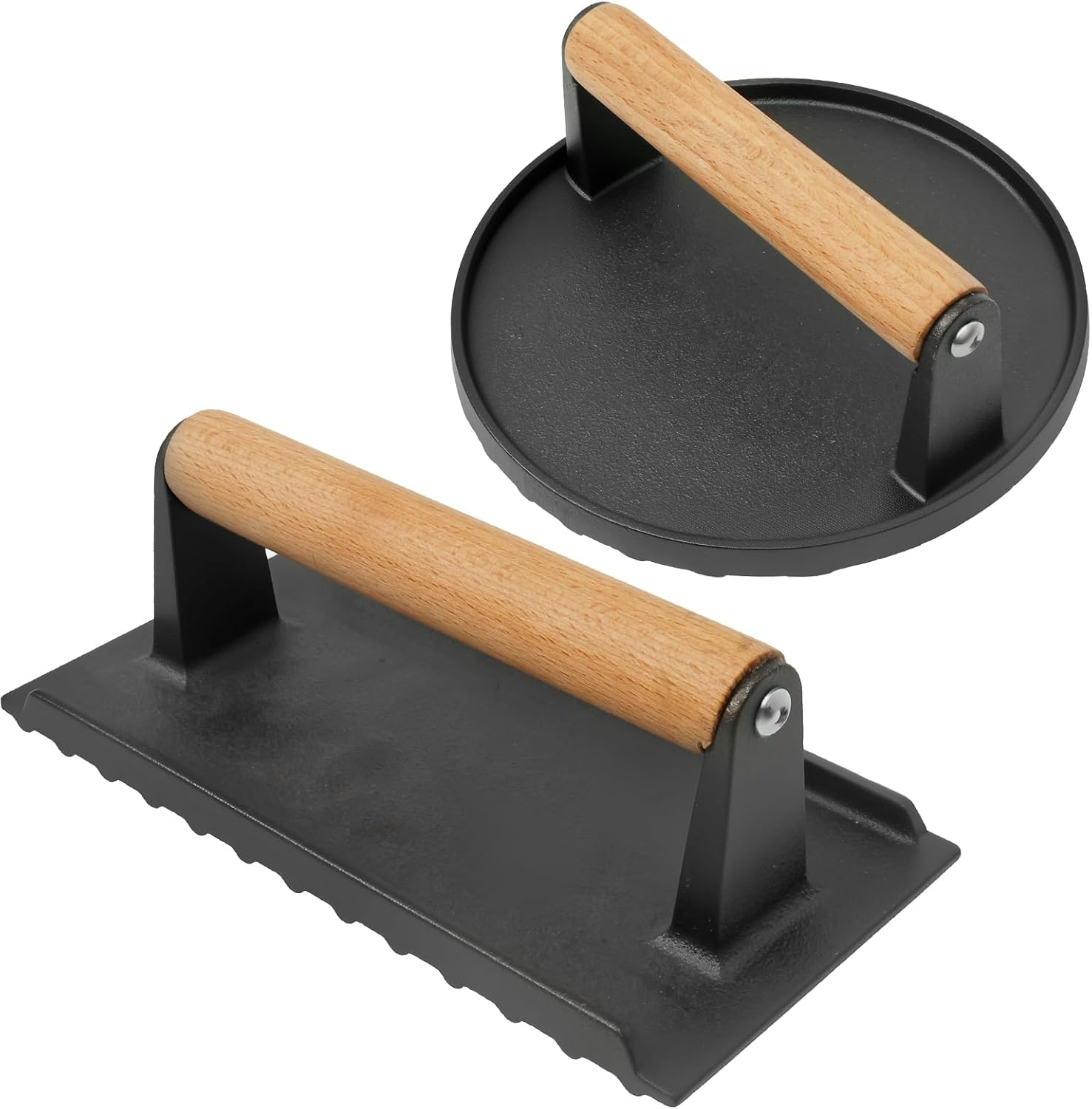 Premium Cast Iron Burger Press, Heavy Duty Hamburger Press W/Heat Resistant Handle, Perfect Burger Press, Meat Press, Bacon Press, for Griddle, Meat Press, BBQ Grilling Accessories image number 5