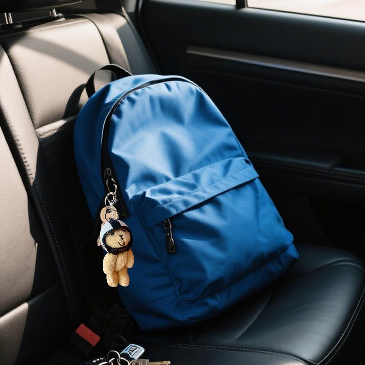 Cute Bear Keychain, Bear Stuffed Animal Keychain with Helmet, Stylish Pendant, Key Chain for Travel Schoolbag Women Wallet