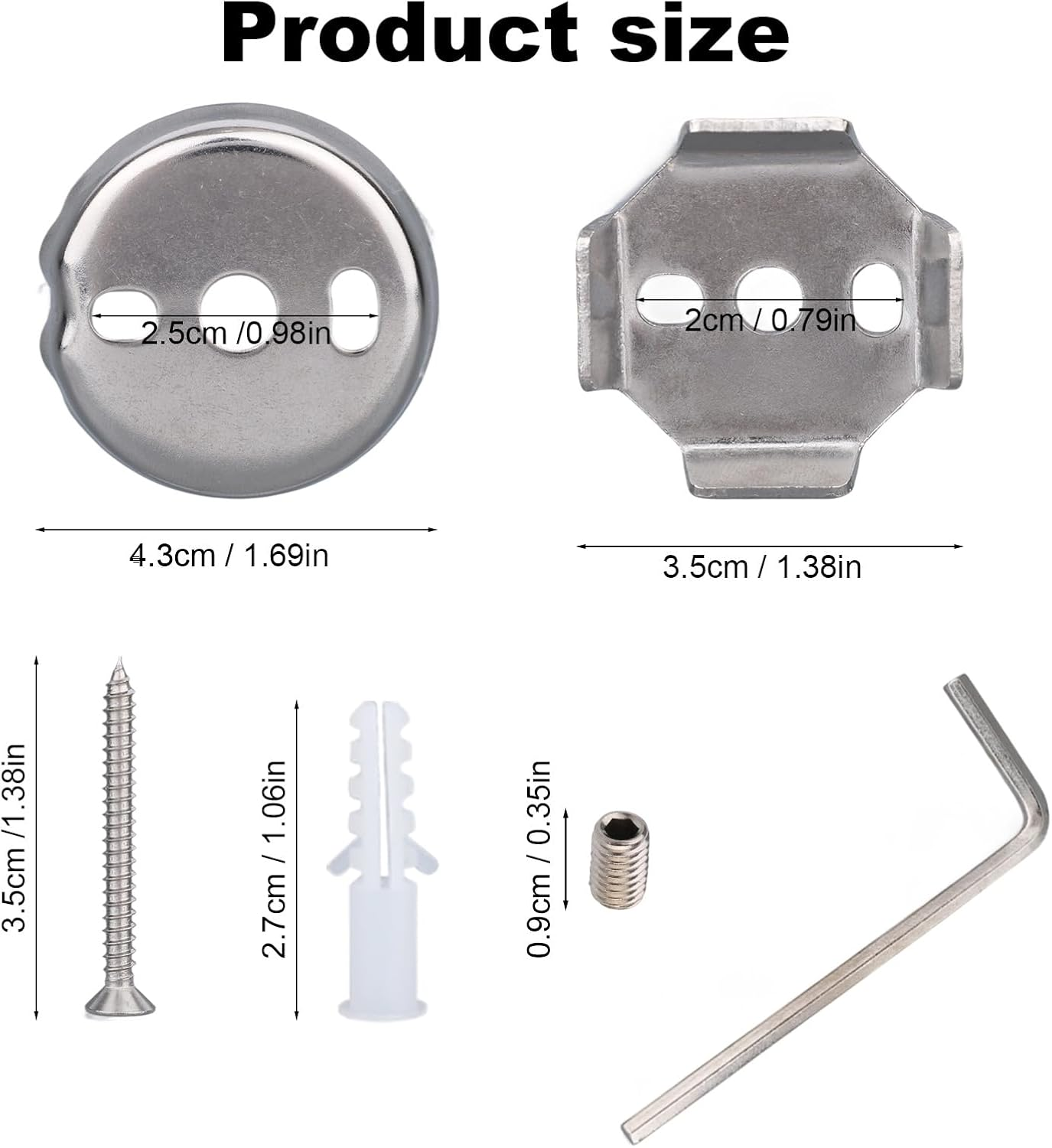 Tinoaly 30Pcs Towel Bar Replacement Parts Set, Stainless Steel Bathroom Mounting Bracket Towel Bar Mounting Hardware with round and Square Base Screws Wrench