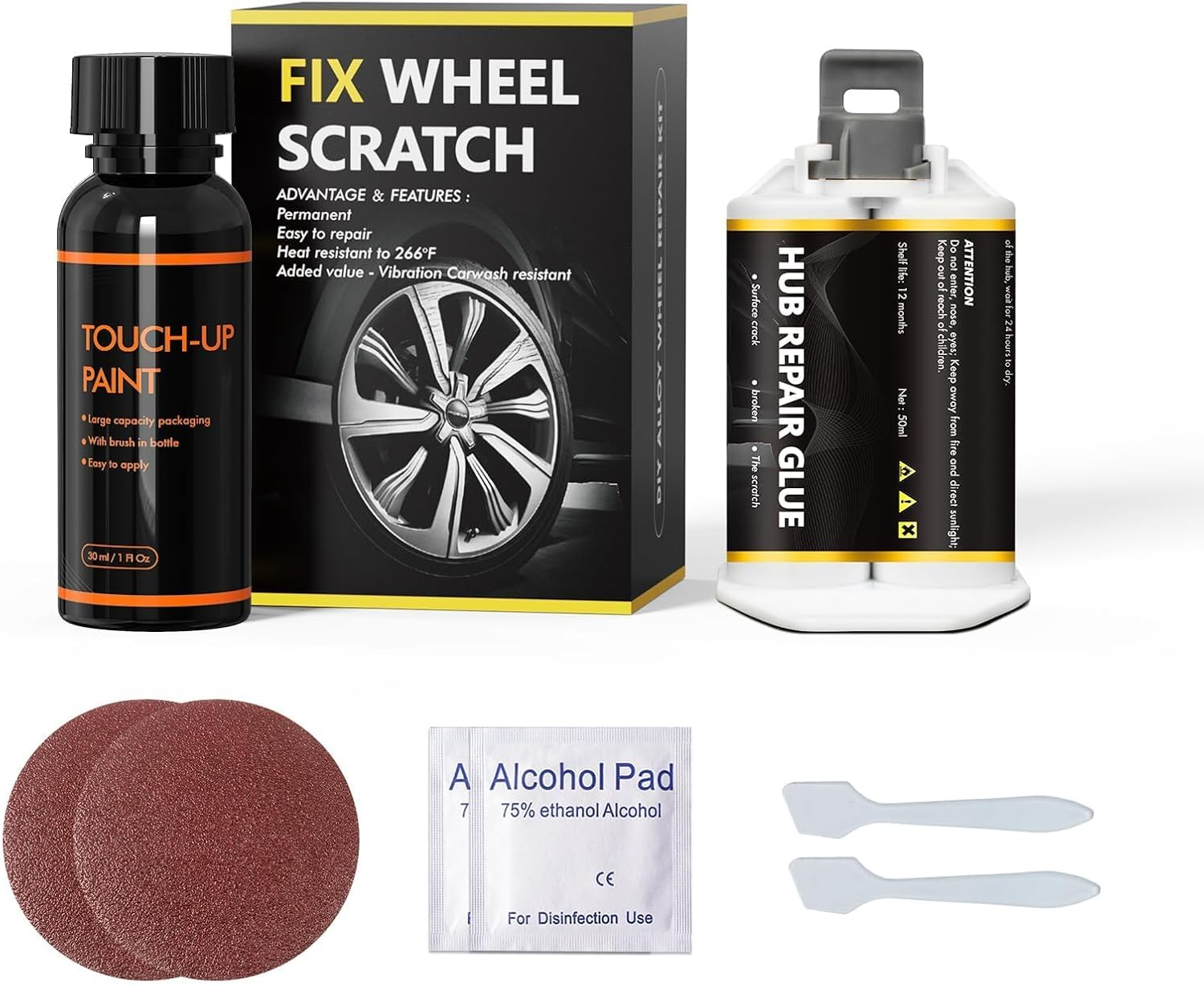 Armor Black Rim Touch up Paint for Tesla Model Y 20'' Induction Wheels, Rim Repair Kit Curb Rash for Fix Rims Scratches, Chips, Curb Rashes and Surface Damage - Gunpowder image number 6