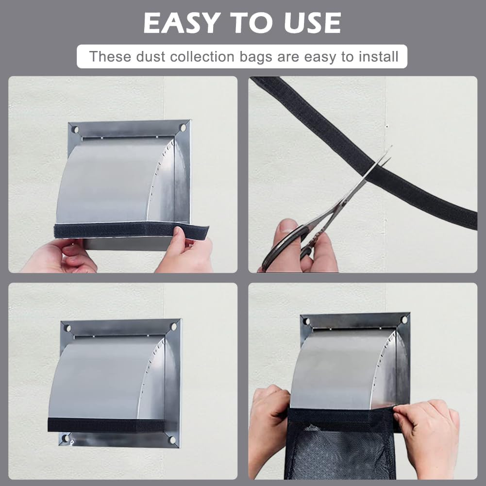 2 Pack Dryer Vent Lint Traps Lint Dust Bag, Dryer Lint Catcher with Magic Tape Capturing Lint and Dust, Dryer Vent Cover for Outdoor Indoor Prevent Fire (Black, 25 * 39Cm) image number 1