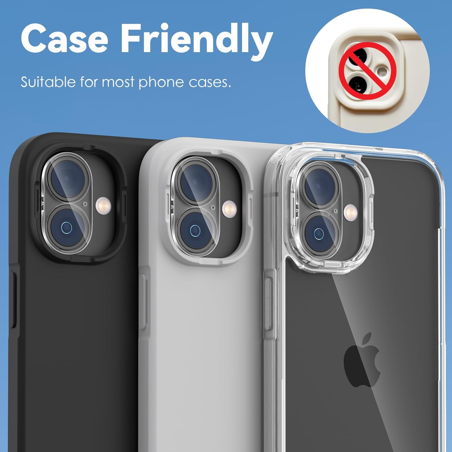 Cloudvalley [3 Packs] for Iphone 17 /Iphone 16 /Iphone 16 plus Camera Protection, Military Standard Scratch-Resistant Protective Film, 9H Hardness, Bubble-Free Tempered Glass Camera Screen,Clear image number 4