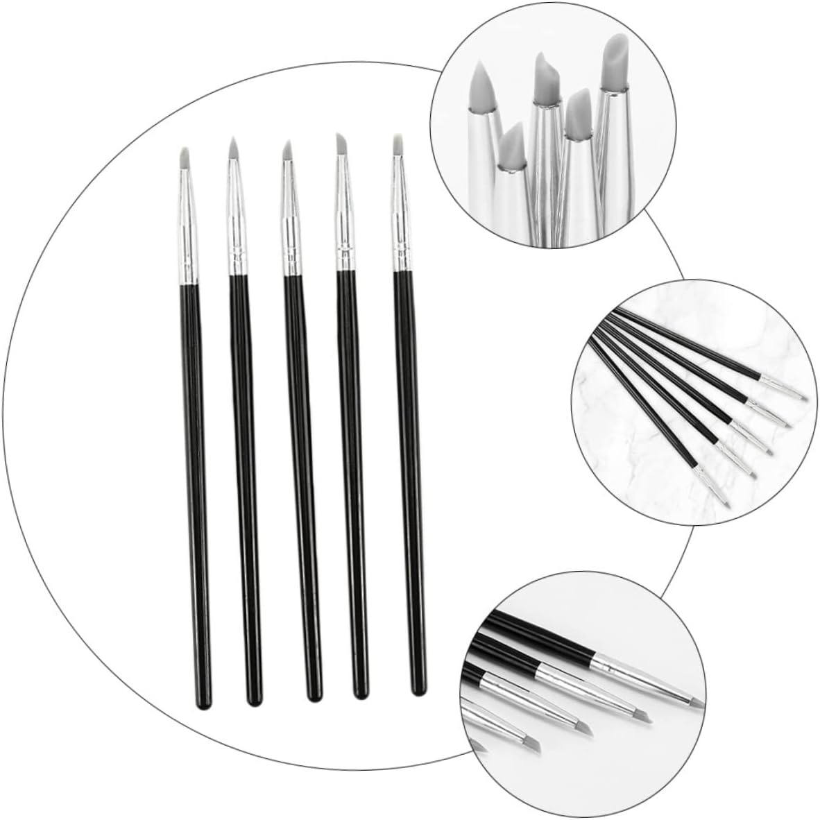 Sewroro 10Pcs Space Silicone Sculpture Pen for Clay Molding Tools Nail Art Pen Professional Painting Tool image number 4