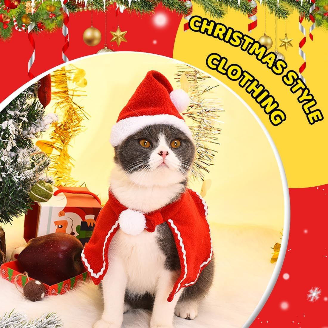 GXGM Clothes for Pets, Santa Claus, Pet Christmas Costume, Cat Dog Christmas Costume, Christmas Pet Clothing, for New Year Christmas Party, Cute Cats and Dogs Costume (B) image number 5