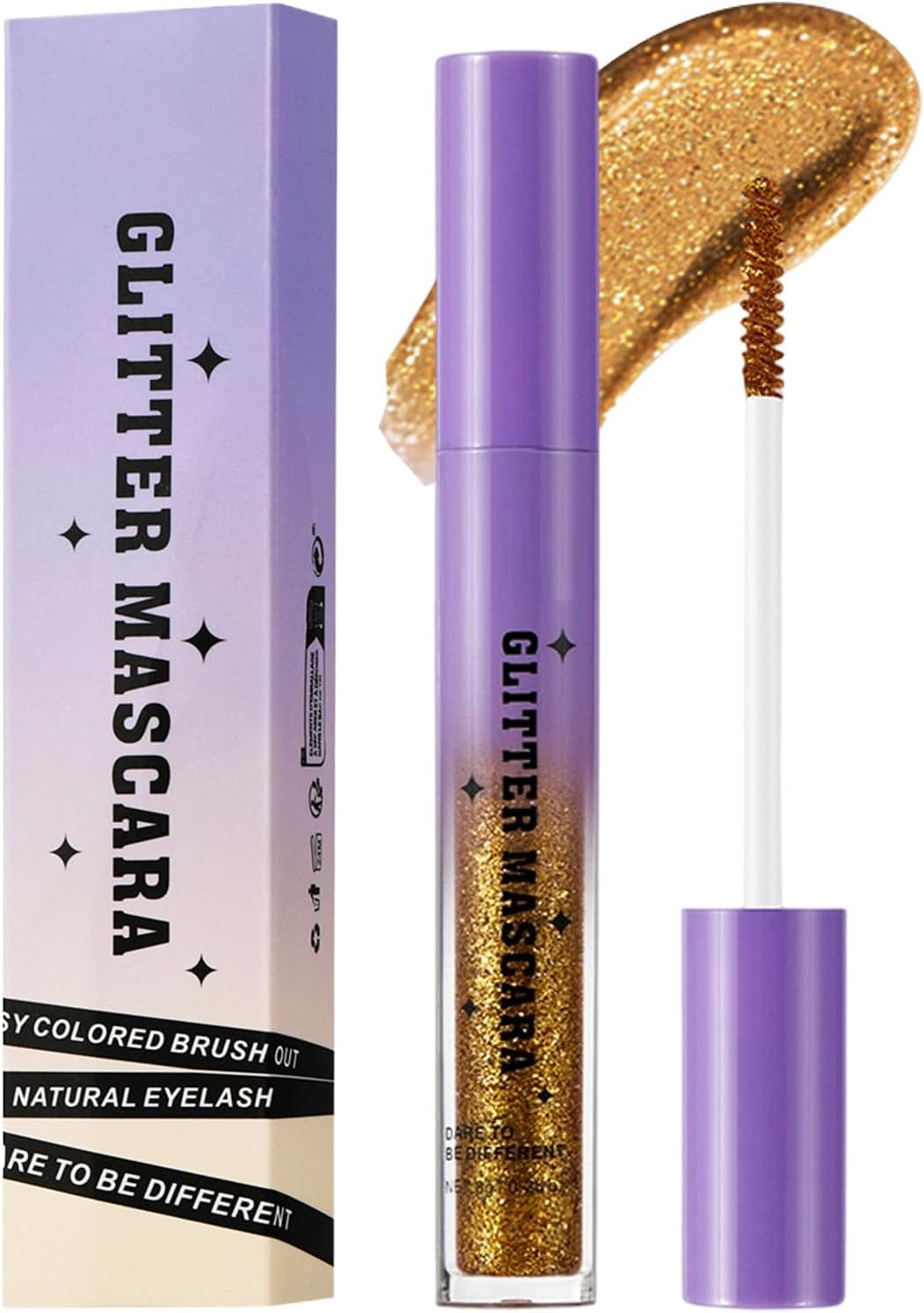 Glitter Mascara for Women | Waterproof Mascara | Waterproof Lengthening Curling Smudge-Proof Eyelash Makeup for Women Wedding Date Travel Party Night-Out