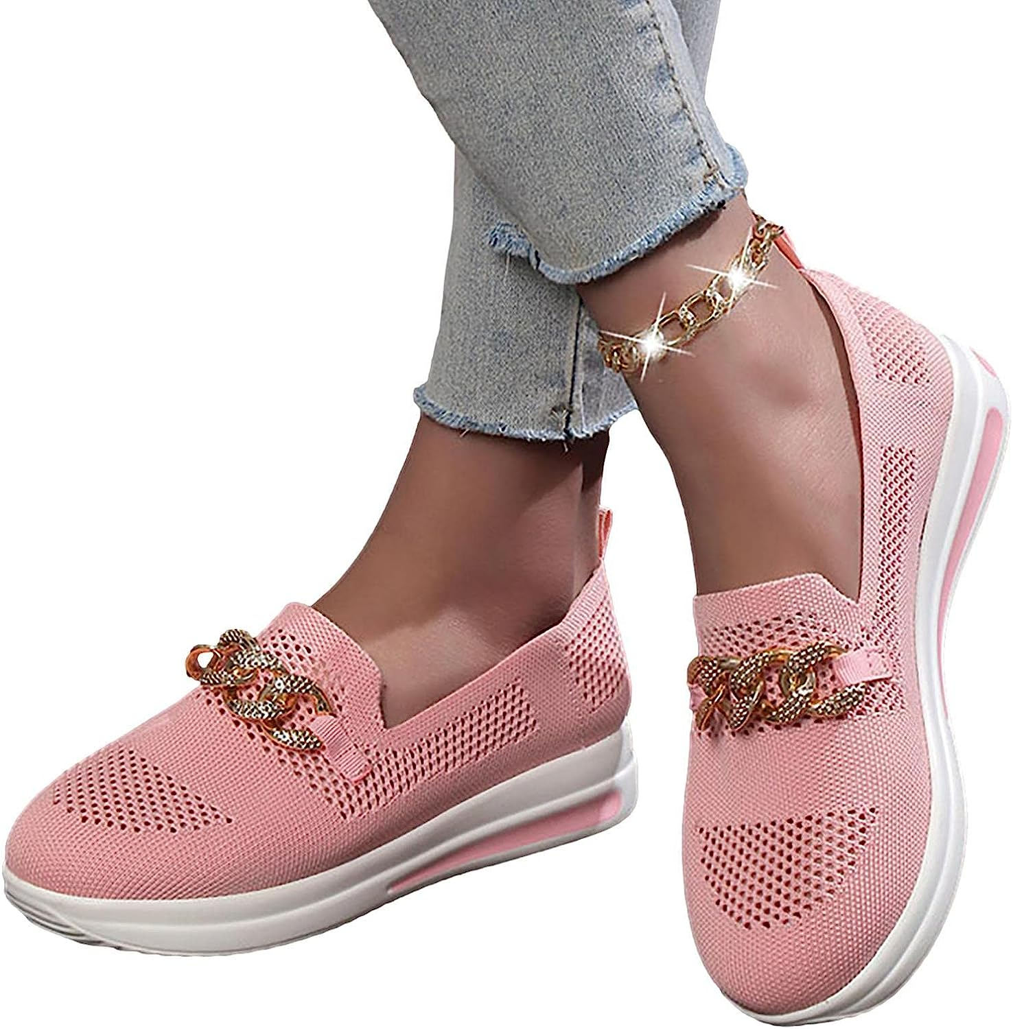 PUCHEN Walking Shoes for Women with Arch Support - with Arch Support Shoes for Women,Orthopedic for Gardening Work Fishing Leisure Shopping Red