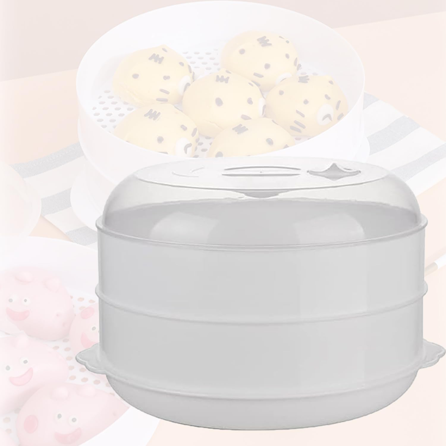 Microwave Vegetable Steamer for Cooking, Microwave Steamer with Lid, Health Vegetable Steamer, Bpa Free (Double Classic Style) image number 4