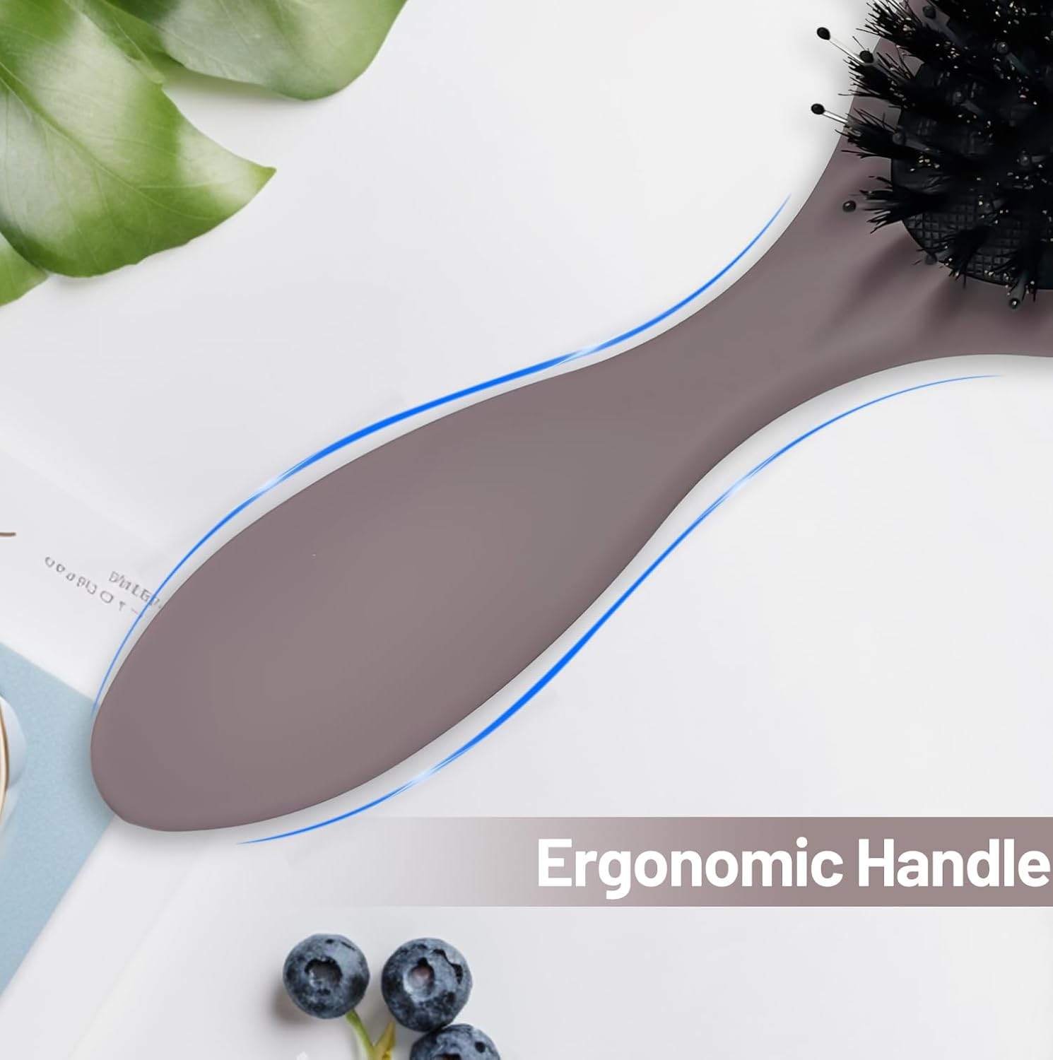 INSPUTOL Boar Bristle Hair Brush, Paddle Brush with Natural Bristles for Women, Portable Detangling Comb for Smooth Styling (Mauve Purple) image number 6