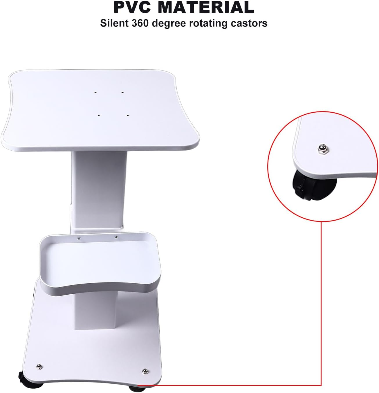 Bewinner Beauty Trolley Cart, Trolley on Wheels 3 Tier Storage Trolley, Storage Organizer Beauty Salon with 360&deg; Casters, Thick Panel, Storage Basket image number 3