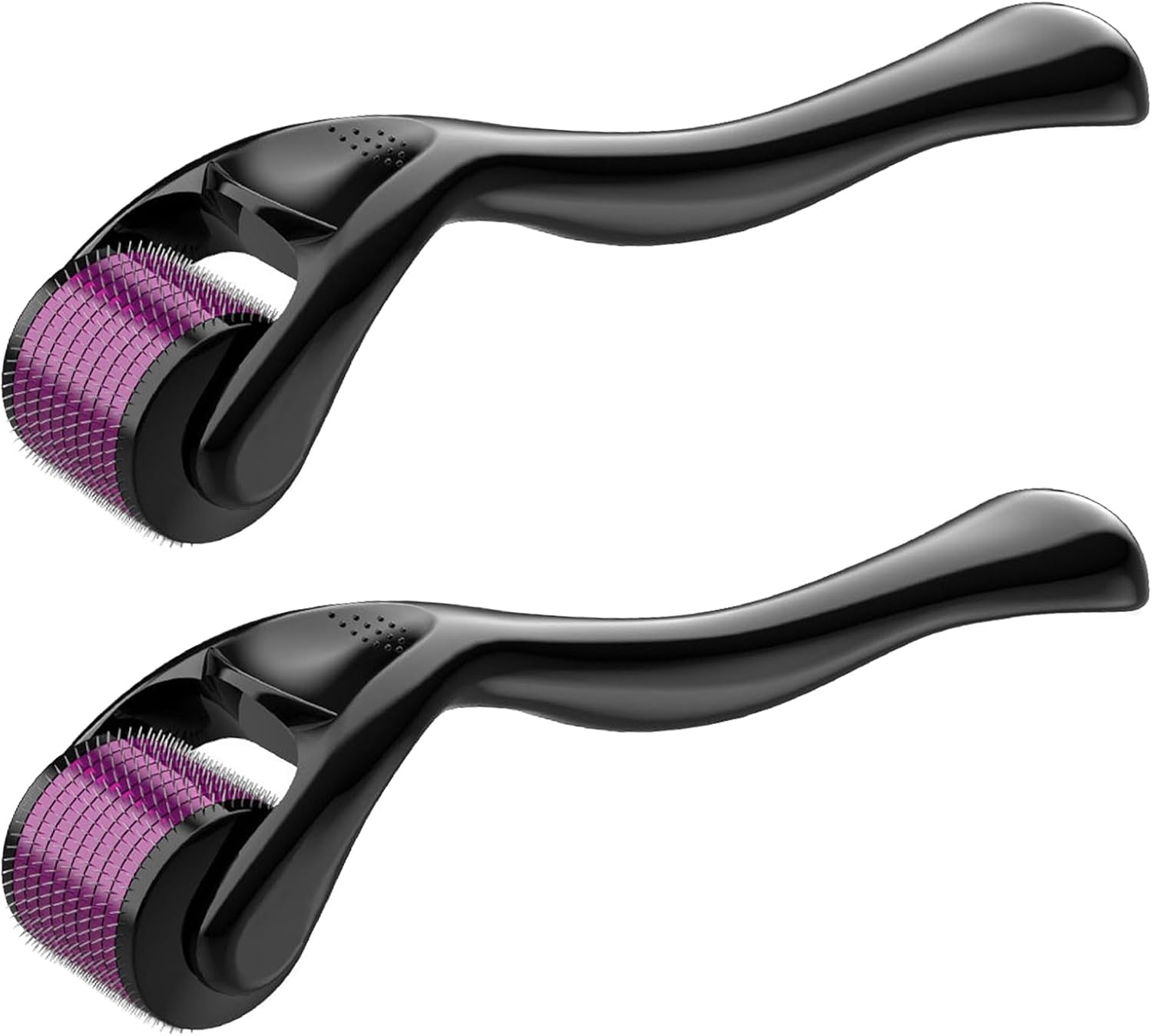 2PCS 0.5Mm Derma Roller for Face, Body & Beard, 540 Titanium Micro Needles for Hair Growth & Skin Rejuvenation, Stimulates Collagen, At-Home Microneedling Tool for Men & Women, Safe Painless (Purple)