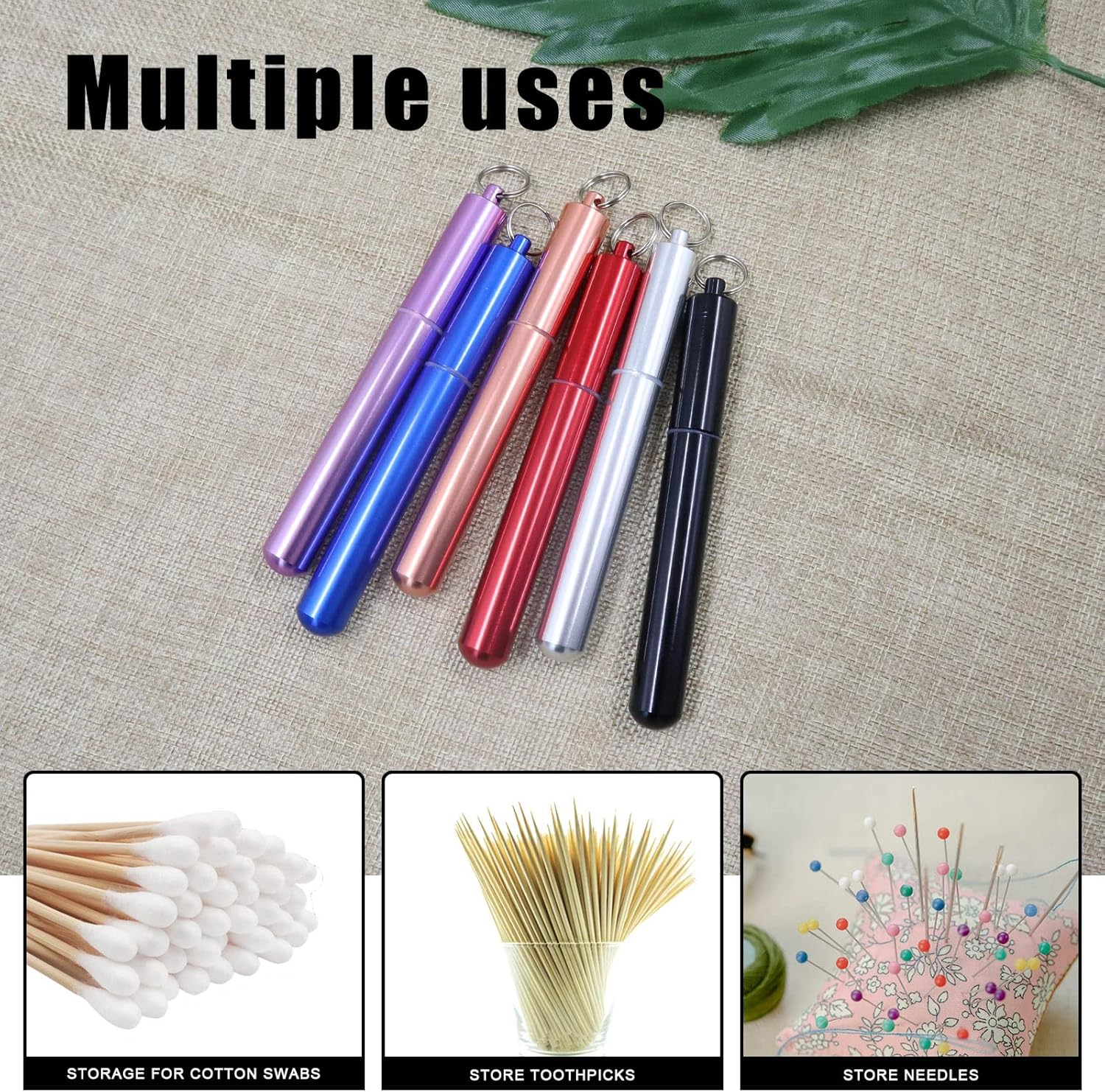 6Pcs Long Pocket Pill Box Keychain, 6 Colors Waterproof Aluminium Alloy Portable Travel Pill Case, Metal Pill Holder Medicine Vitamin Container Organizer, Long image number 5