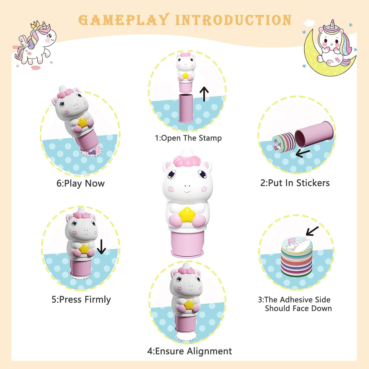 Checkzed Colorful Fun Stickers Stamper,24Page Magic Seal, 1 Pack Sticker Book, 200 Pack Stickers, Arts and Crafts Fidget Collectible Character - Creative Play Travel image number 2