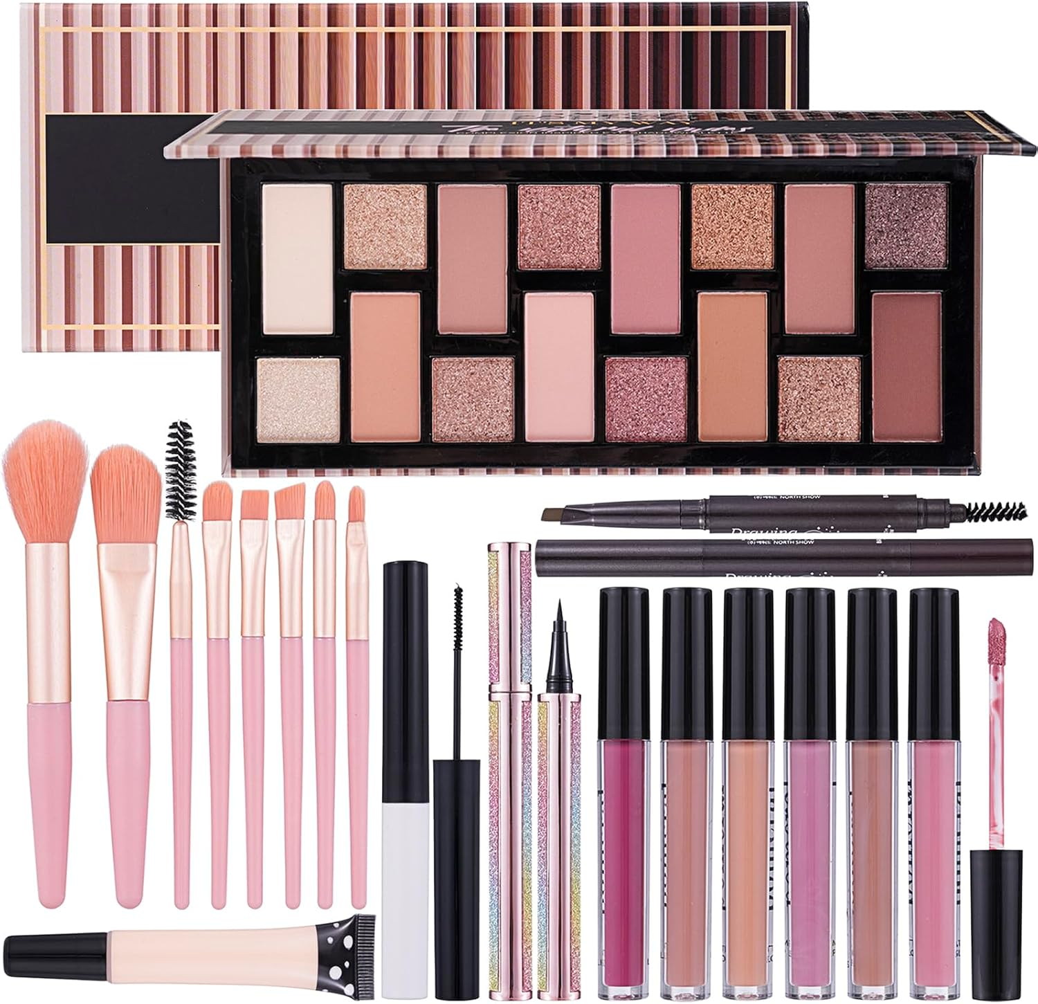 Makeup Kits for Girls Teens, Makeup Kit for Women Full Kit, Make up Set for Women with Eyeshadow Palette, Brushes, Mascara, Eyeliner, Lip Gloss, Eyebrow Pencil image number 2