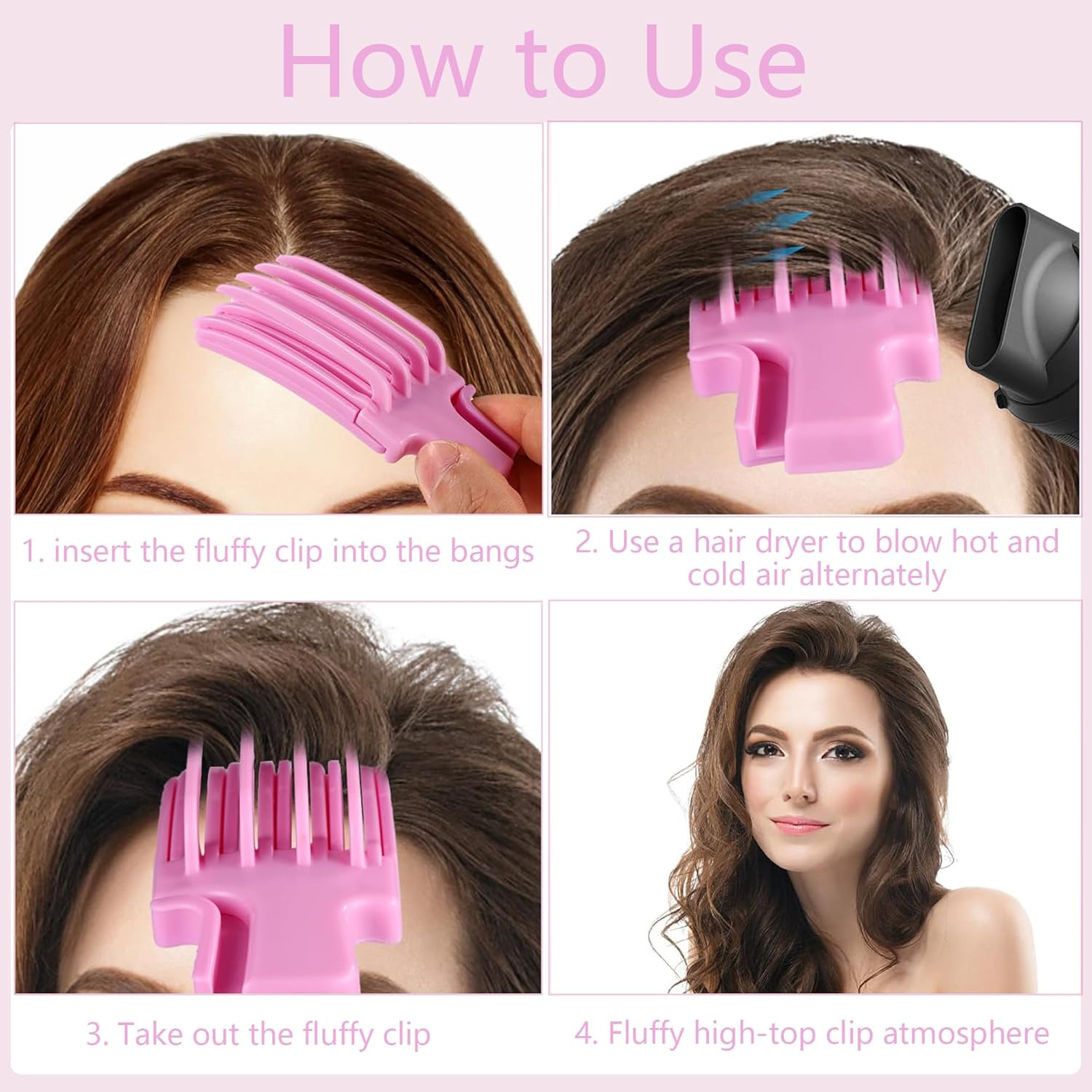 QIUMING Volume Clip No Imprint Hair Root Lifting Clips Volume Hair Clips Volume Hair Clip Suitable for Long and Short Hair to Create Hairstyles (Pink+Purple+Black) image number 3
