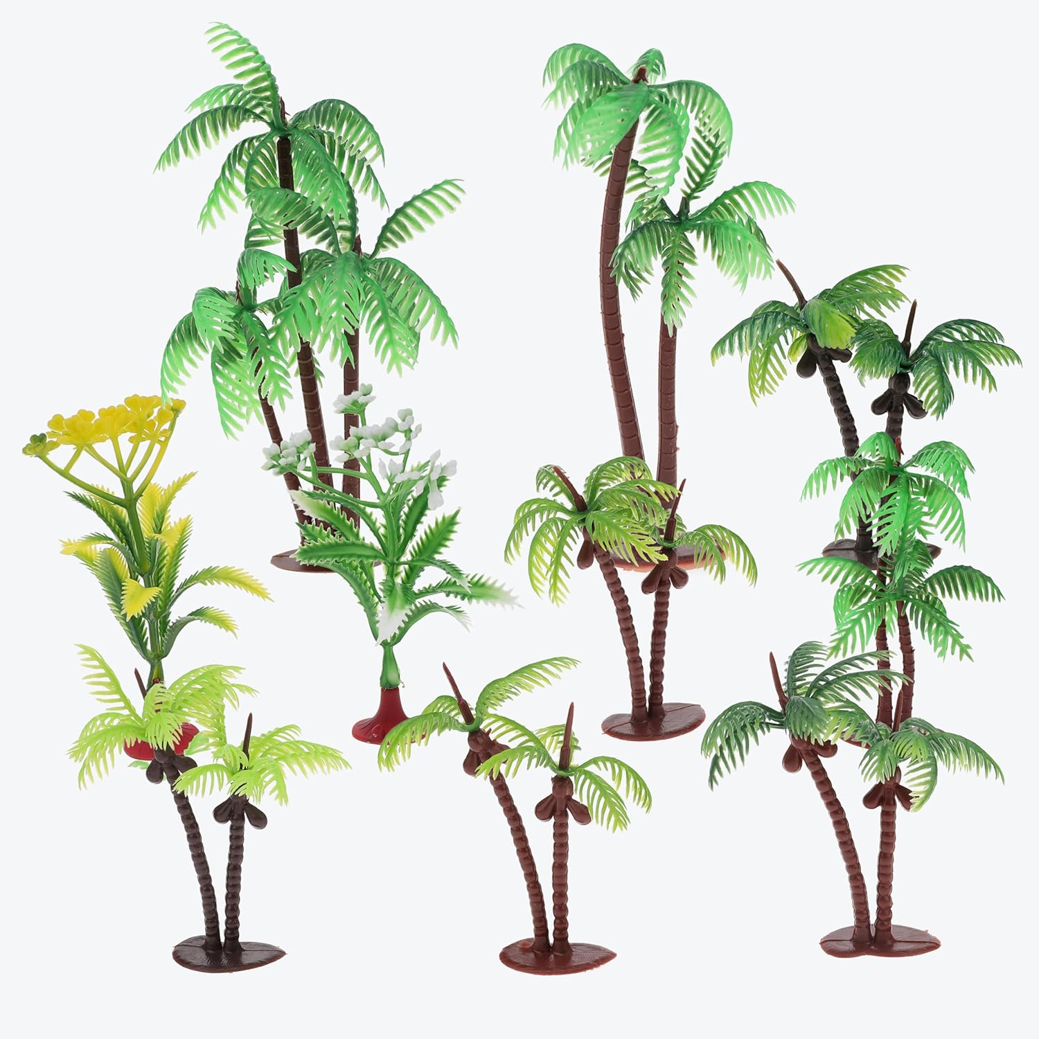 10Pcs Miniature Coconut Palm Tree Model Artificial Greenery Plant Decoration DIY Train Railway Building Diorama Sandbox Cake Topper Landscape