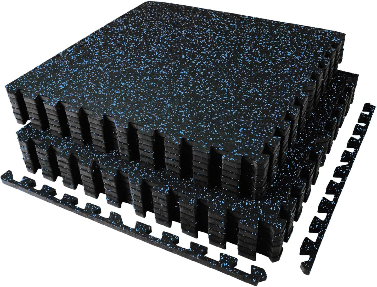 AIRHOP 0.56 Inch Thick Upgraded Exercise Equipment Mats, 6 Tiles Rubber Top with High Density EVA Foam, Large Interlocking Puzzle Floor Protection Mat for Home Gym, Heavy Weight Workout, 24 X 24In