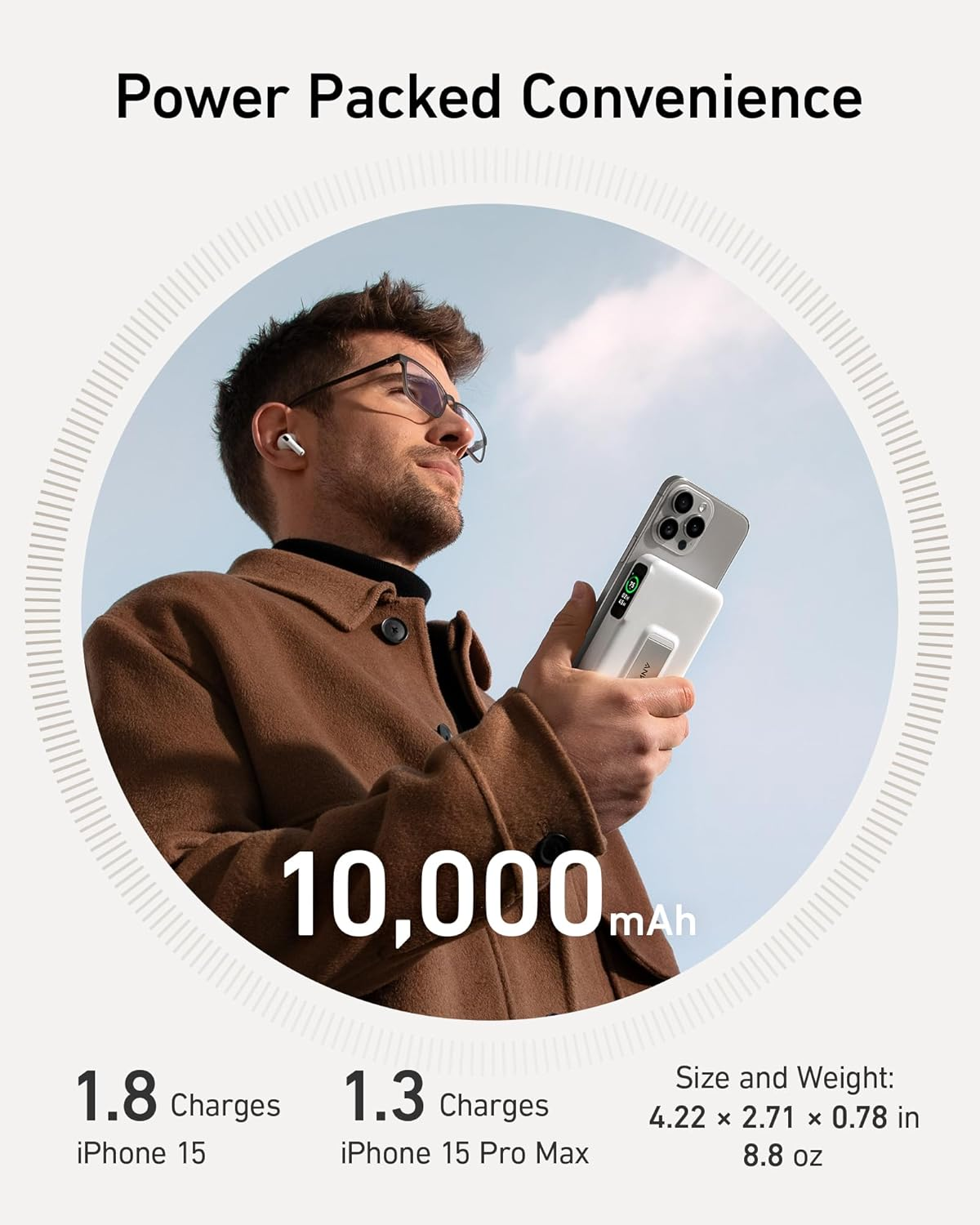 Anker Maggo Power Bank, Qi2 Certified 15W Ultra-Fast Magsafe-Compatible Portable Charger, 10,000Mah Battery Pack with Smart Display and Foldable Stand, for Iphone 17/16/15/14 Only(Usb-C Cable Include) image number 3