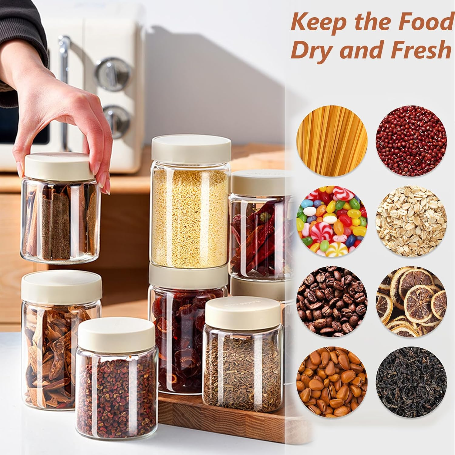 Blissora High Borosilicate Glass Jars with Lids Air Tight, Mason Jars, Overnight Oats Container Jar, Food Storage Containers for Meal Prep Spice Cookie Cereal Sugar Jam Snacks (750Ml, 4 Pack) image number 3