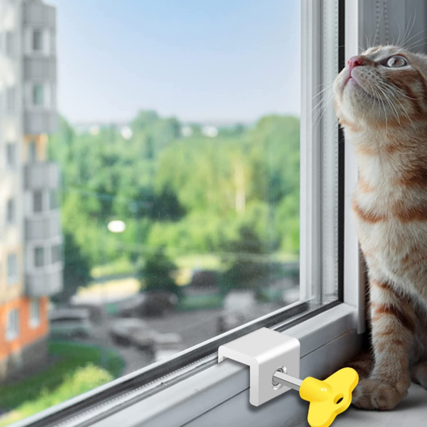 Window Locks, 8 Sets Sliding Security Window Locks for Vertical Horizontal Sliding Windows Sliding Doors, Adjustable Window Locks Security Window Stoppers for Patio Bedroom Home and Office image number 5