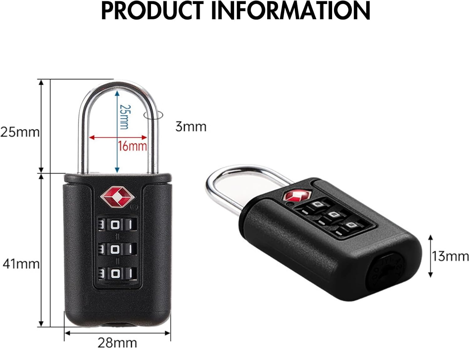 TSA Approved Luggage Locks, 4 Pack 3-Digit Suitcase Lock T Tersely with Alloy Body Lock for Travel Bag, Travel Combination Lock for Luggage,Bag,Case,Backpack,Gym Lockers(Black) image number 6