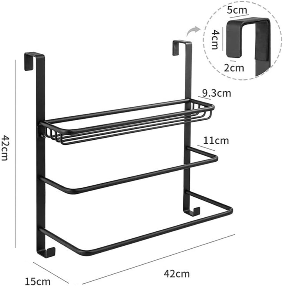 3-Tier Door Towel Rack,Large Capacity Organizer,Behind Door Towel Bar,Punch Free Pylons,Bathroom Storage Shelves,Wall Mount Towel Holder,For Shower Room image number 2
