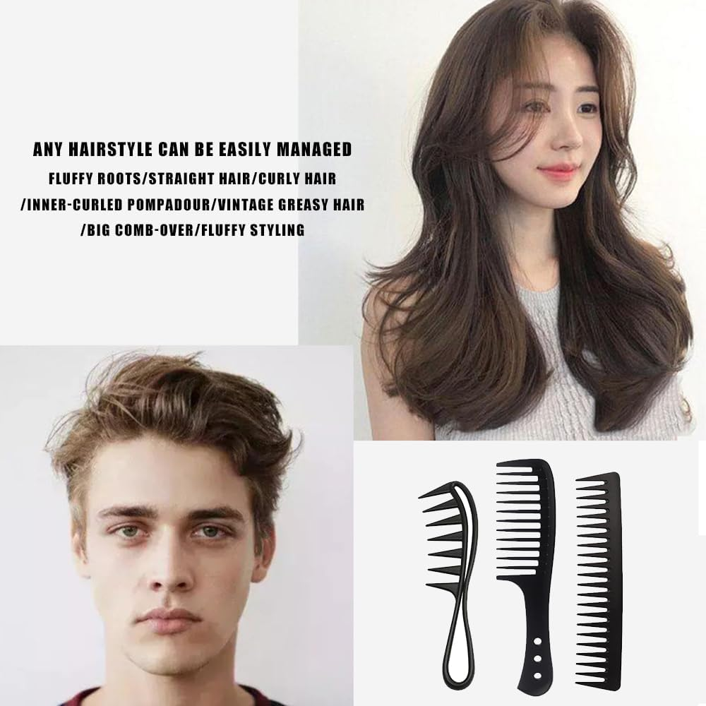 TSUOUKL 3 X Wide Tooth Comb, Dandruff Comb, Curling Comb, Wide Tooth Comb, Heat-Resistant Antistatic Hair Combs for Men and Women, for Voluminous Curls and Damaged Hair image number 6