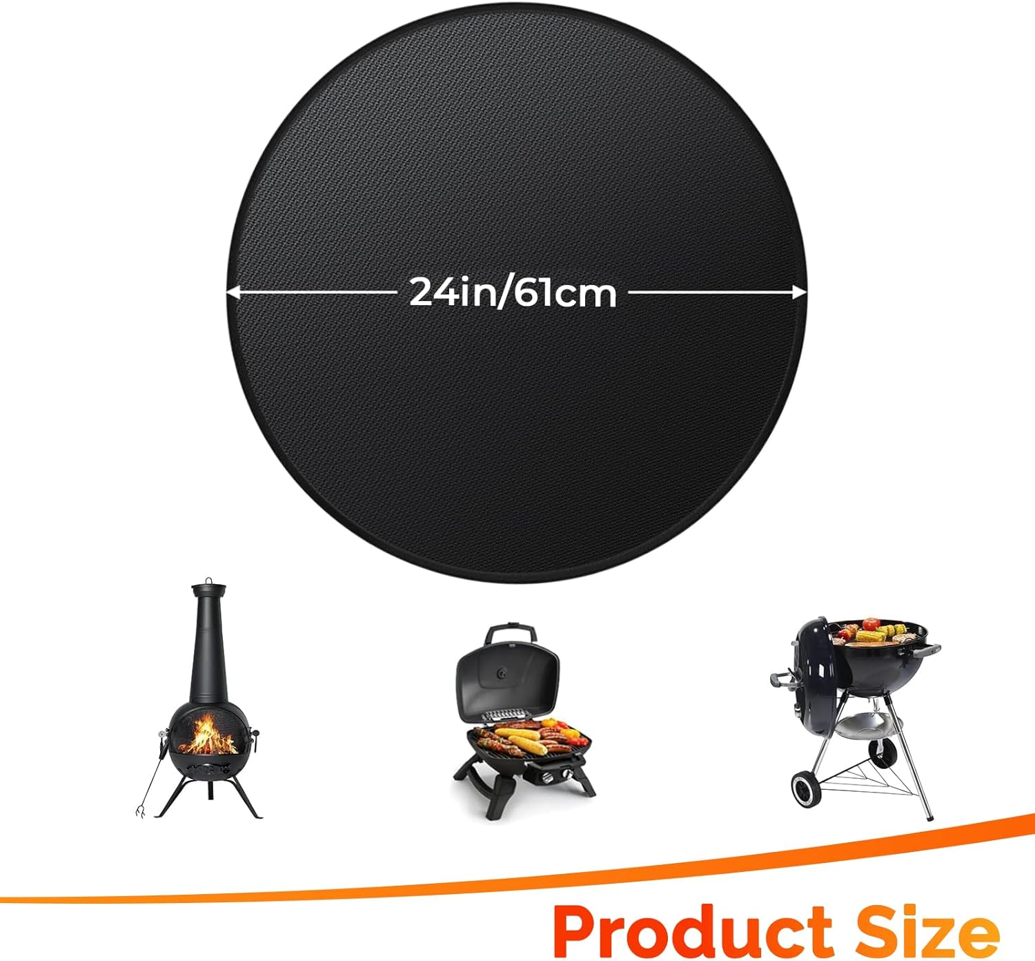 Rhoyee 24" round Fire Pit Mat for Solo Stove Bonfire &ndash; Fireproof & Waterproof under Grill Mat for Outdoor Grill, Patio, Deck & Camping &ndash; Heat-Resistant Fiberglass BBQ Mat, Reusable Grill Accessory