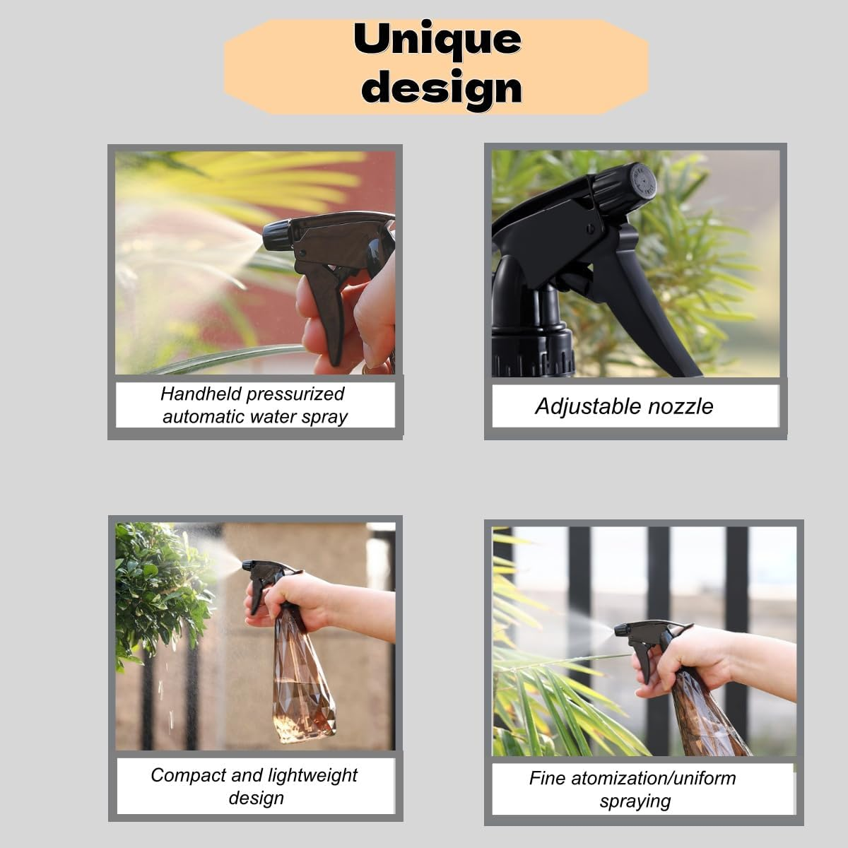 6-Pack Heavy Duty Trigger Spray Nozzles - 28-400 Compatible Replacement Spray Bottle Heads，Durable Plastic, Adjustable Length，Good Sealable Fit for Home and Garden Use image number 4