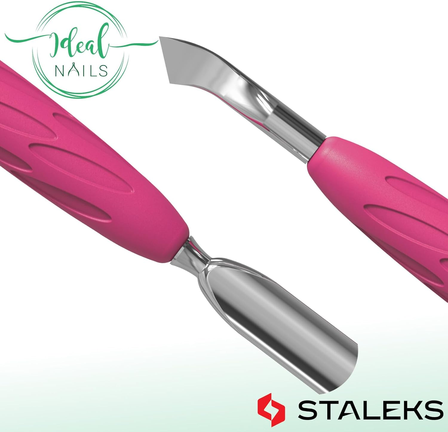 STALEKS UNIQ PQ-10/4.2 Double Manicure Instrument with Silicone Handle (Narrow round Pusher + Curved Scraper) image number 4