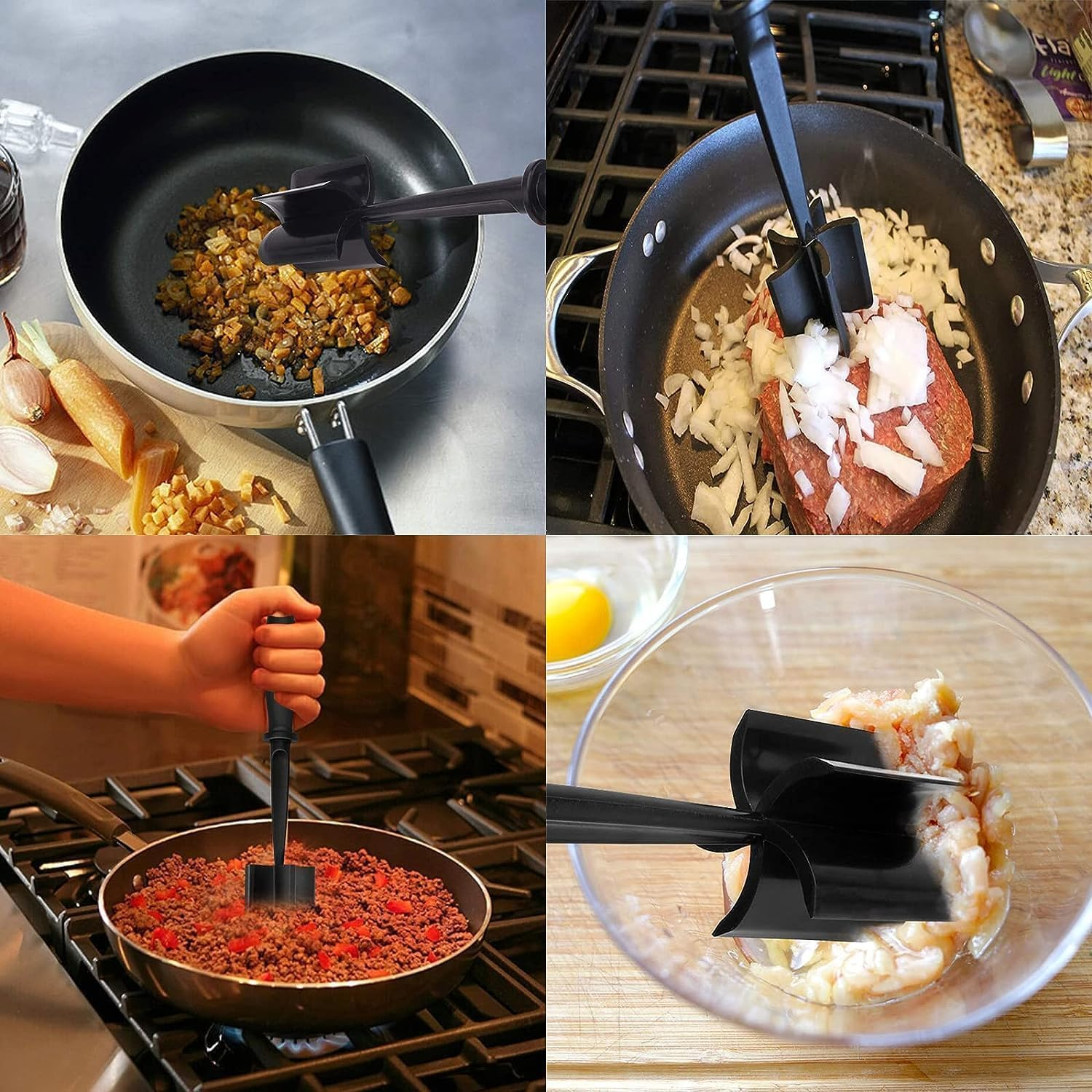 Mumoo Bear Meat Chopper, Heat Resistant Meat Masher for Hamburger Meat, Ground Beef Smasher, Nylon Hamburger Chopper Utensil, Ground Meat Chopper, Non Stick Mix Chopper Potato Masher Tool image number 3