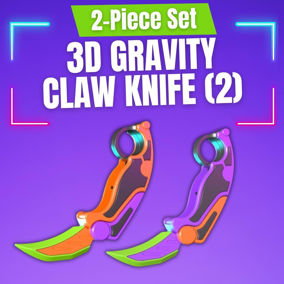 Fidget Knife (2), 3D Printed Gravity Claw Knife, Fidget Knife Toy, Claw Knife Trainer with Rubber Tip, Plastic Fidget Knife image number 6