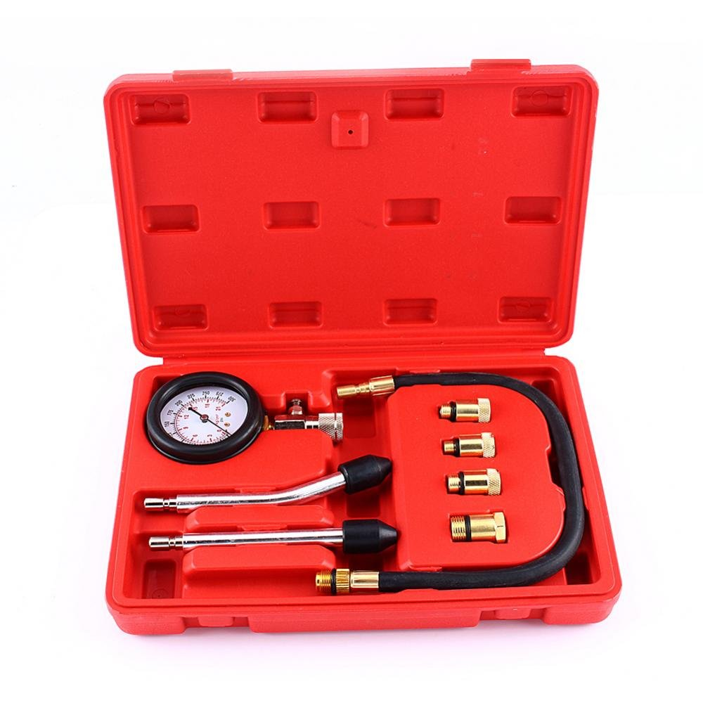 Compression Tester, Petrol Engine Cylinder Compression Test Gauge Kit for Car Motorcycle with Pressure Tubes, Carry Case image number 3