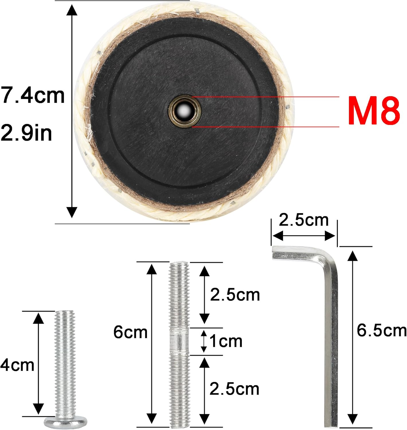 NEUMIHARO 2.9In 7.4Cm Diameter Cat Scratching Post Replacement Pole Sisal Parts for Cat Tower (M8, 40Cm/15.7In) image number 2