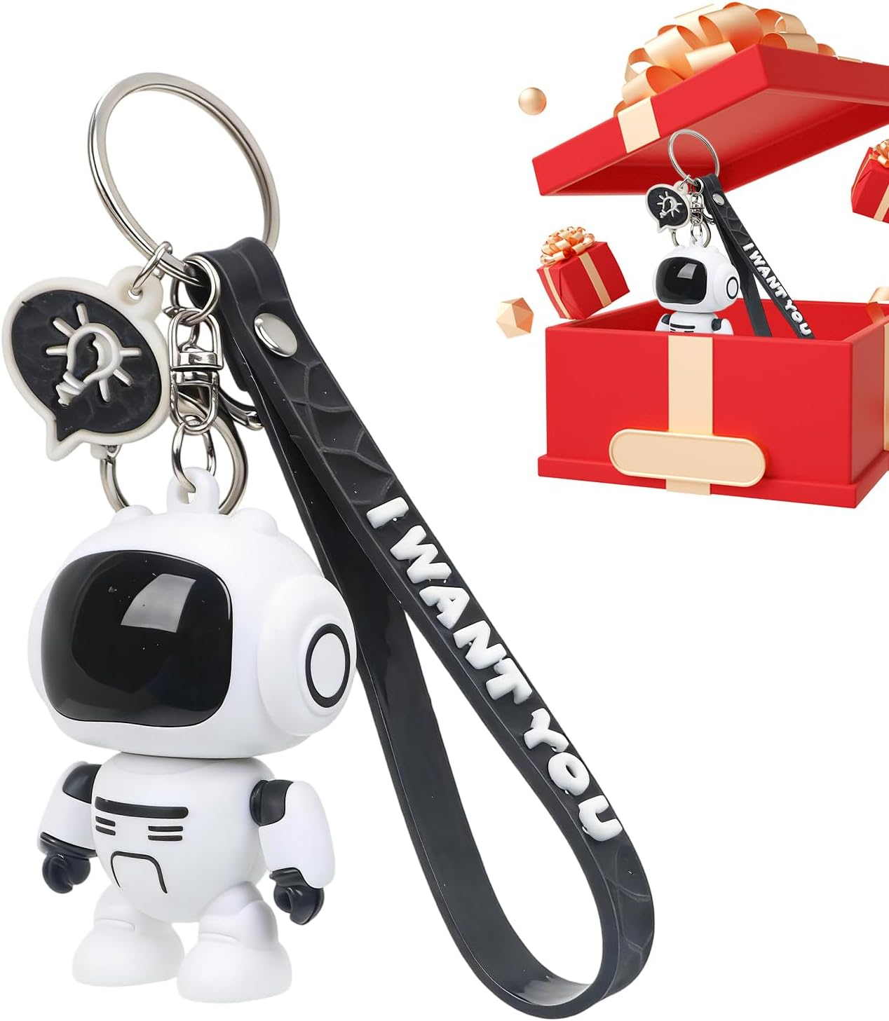 Purse Charm - Joint Movable Keyring - Glowing Eyes Design Keychains for Backpacks - for Women Men Bag Schoolbag Handbag Home Car Travel