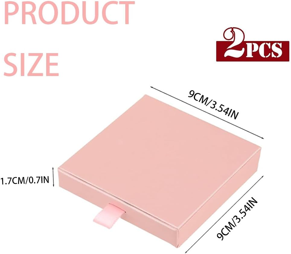 2Pcs Jewelry Gift Box,Bracelet Gift Boxes, Ring Necklace Earring Kraft Organizer Box,Square Small Gift Box for Valentine'S Day Christmas Birthday Jewellery Gift (Pink+Blue) - Pink+Blue image number 4