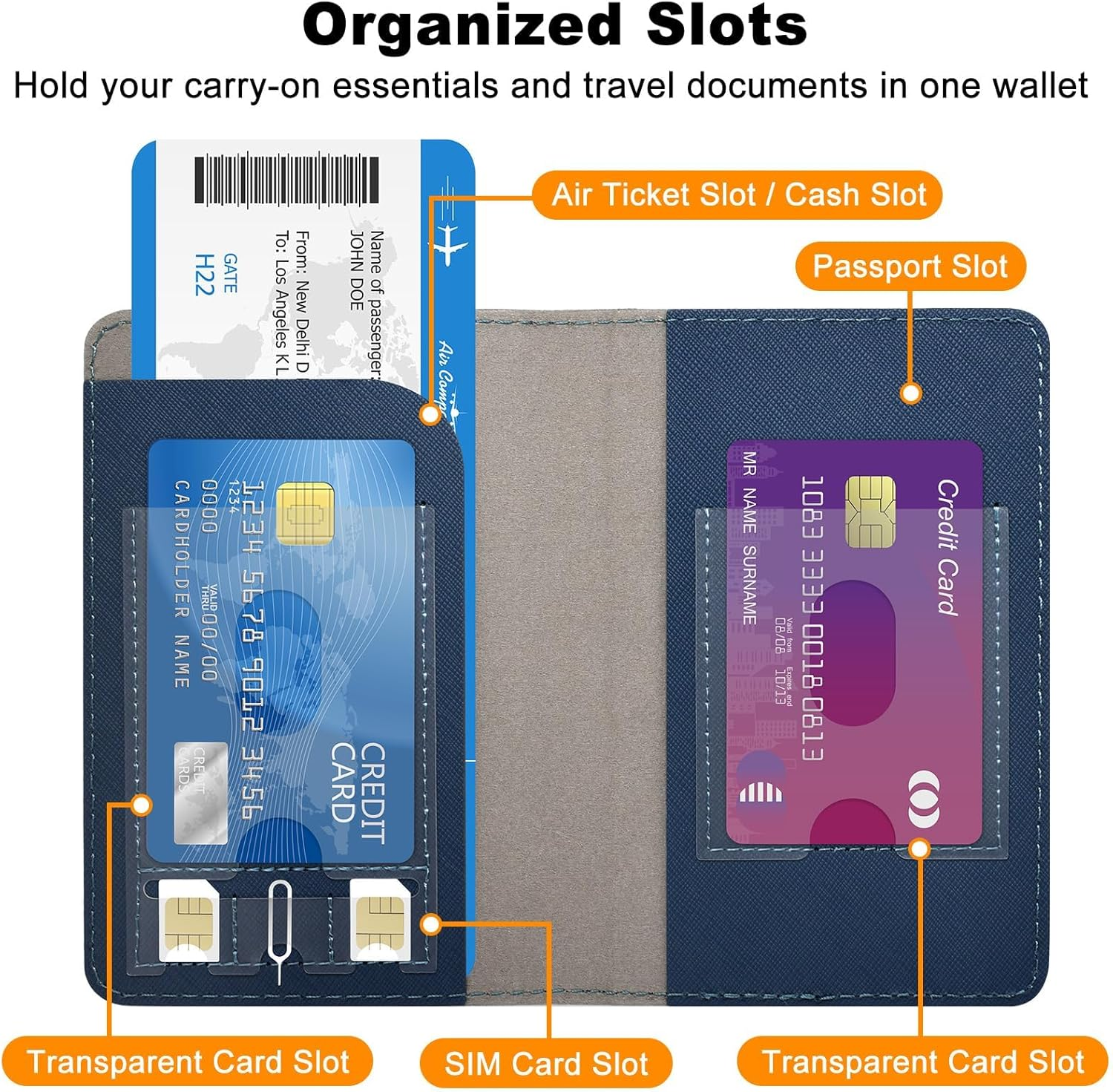 Passport Holder for Travel Essentials, Passport Wallet Cover Case for Travel Must Haves Accessories,Passport Book Holders for Women and Men(Blue) - Brown image number 6
